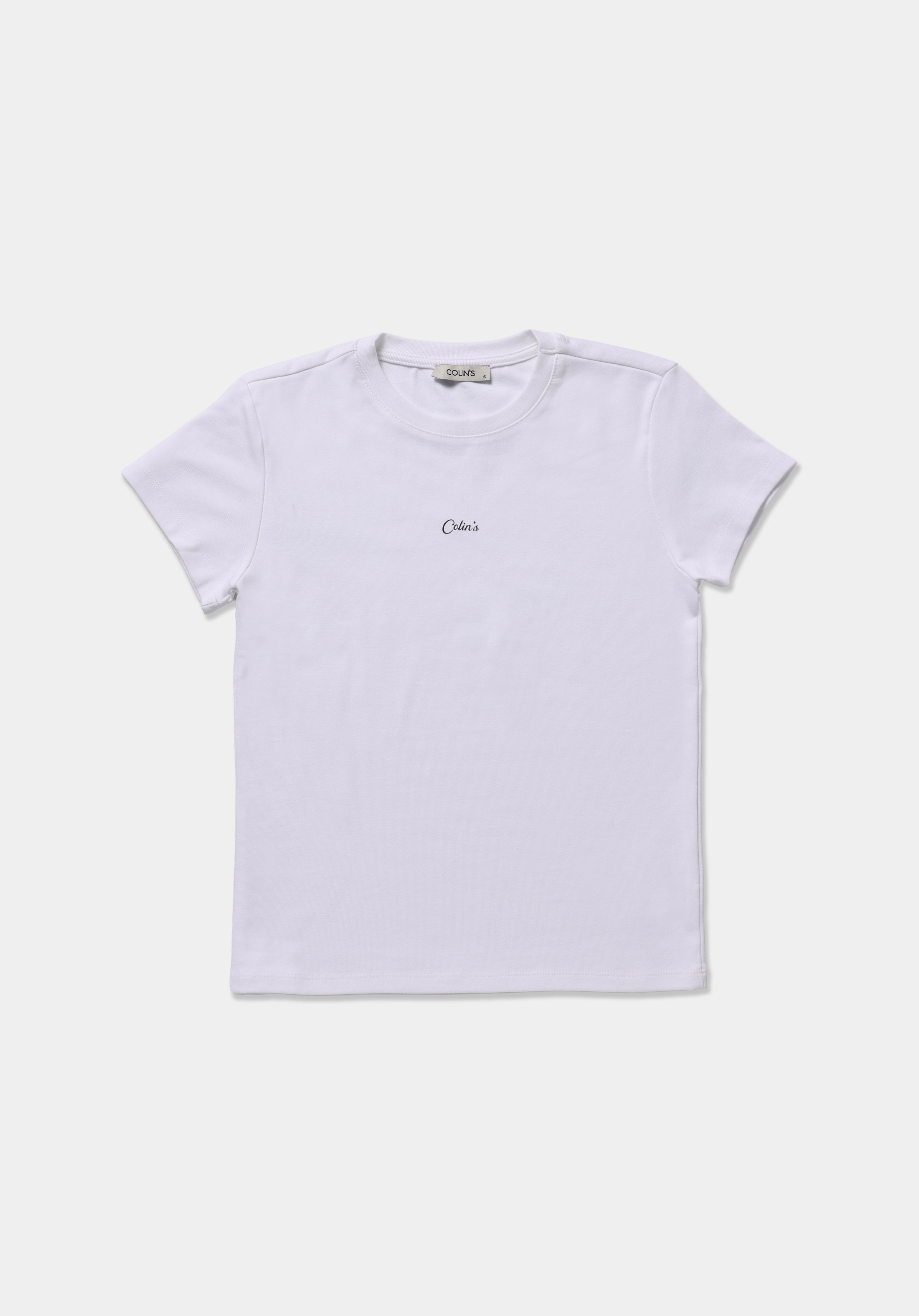 Slim Fit Yuvarlak Yaka Baskılı Kadın Beyaz Kısa Kol Tişört