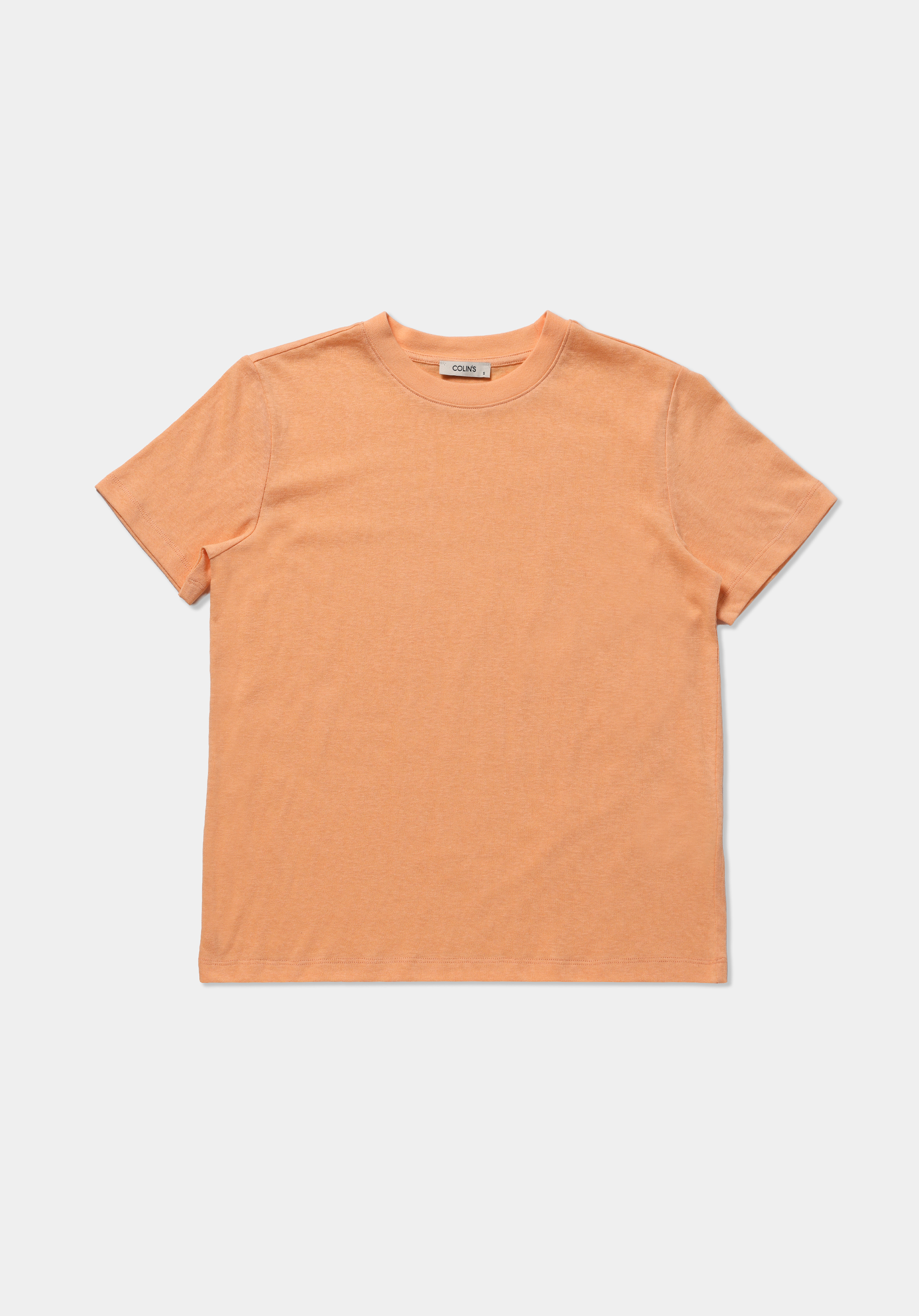 Regular Fit Yuvarlak Yaka Düz Kadın Turuncu Kısa Kol Tişört