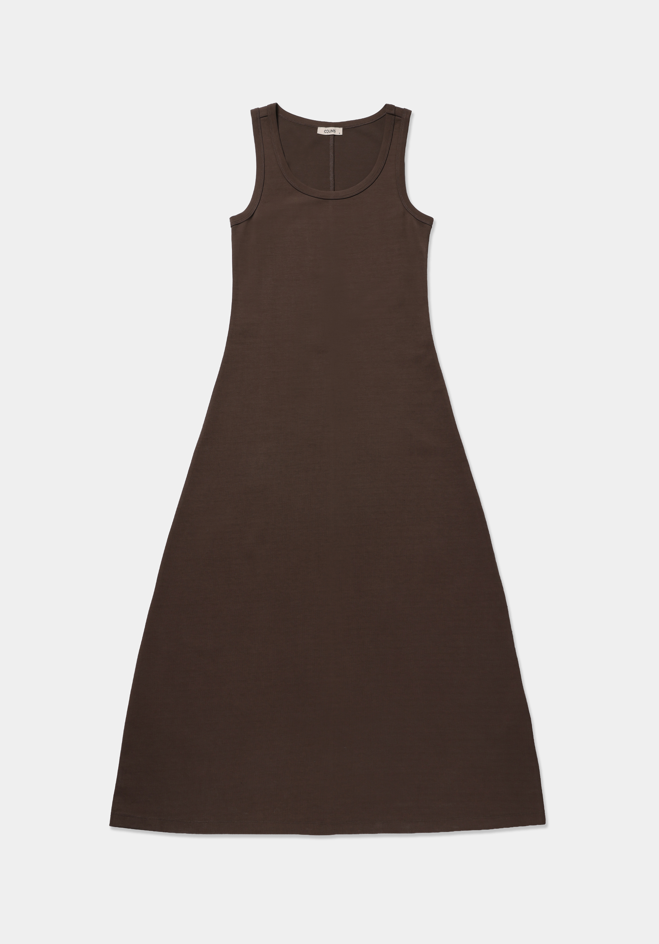 Regular Fit Düz Kadın Kahverengi Kolsuz Elbise