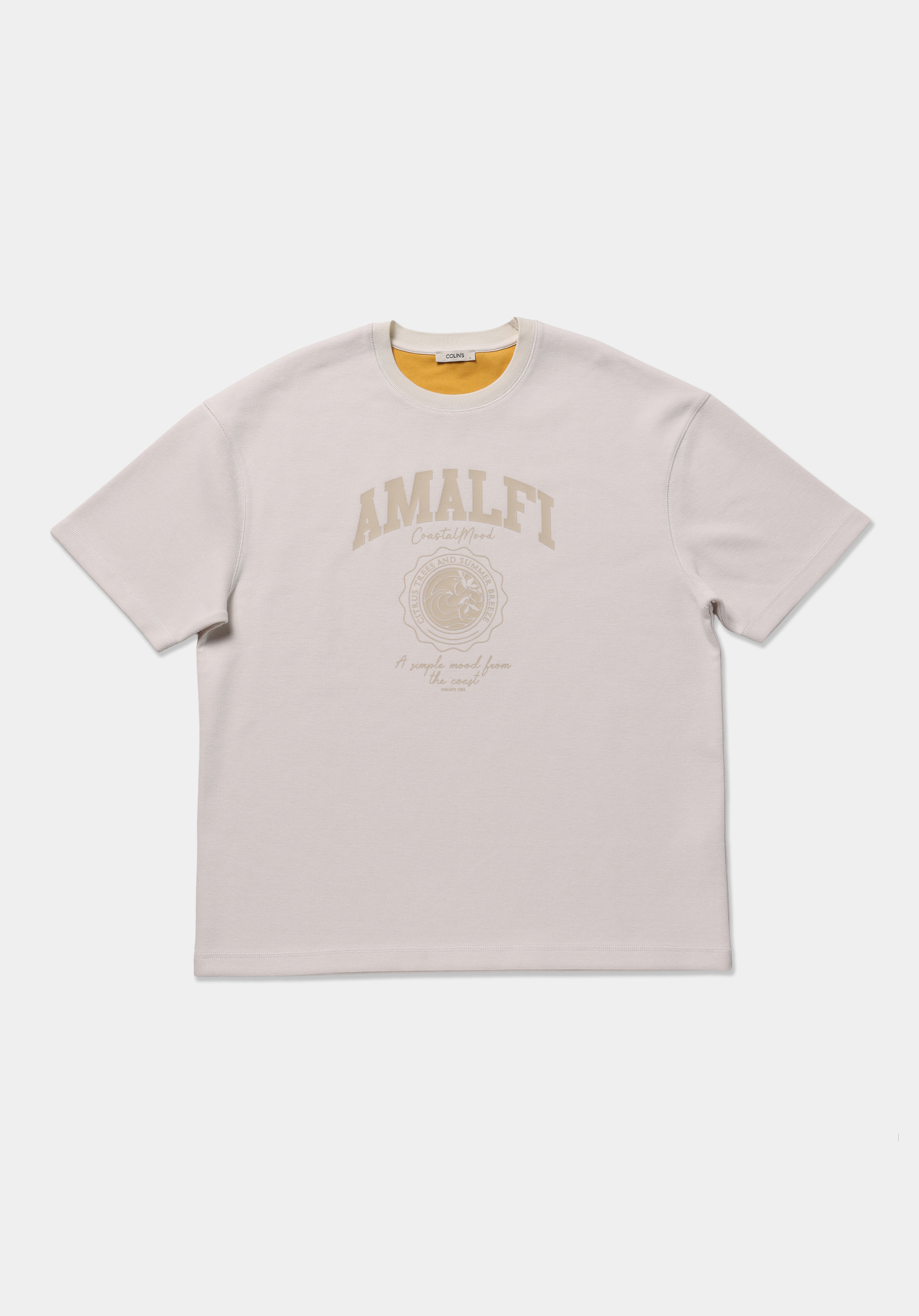 Oversize Fit Yuvarlak Yaka Düz Erkek Bej Kısa Kol Tişört