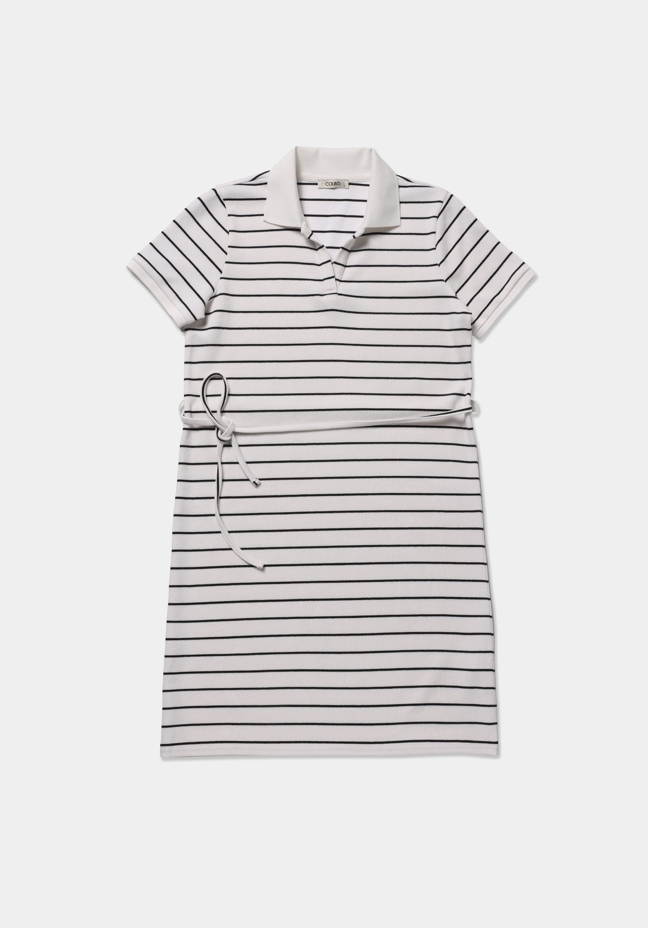 Regular Fit Çizgili Kadın Siyah Kısa Kol Elbise