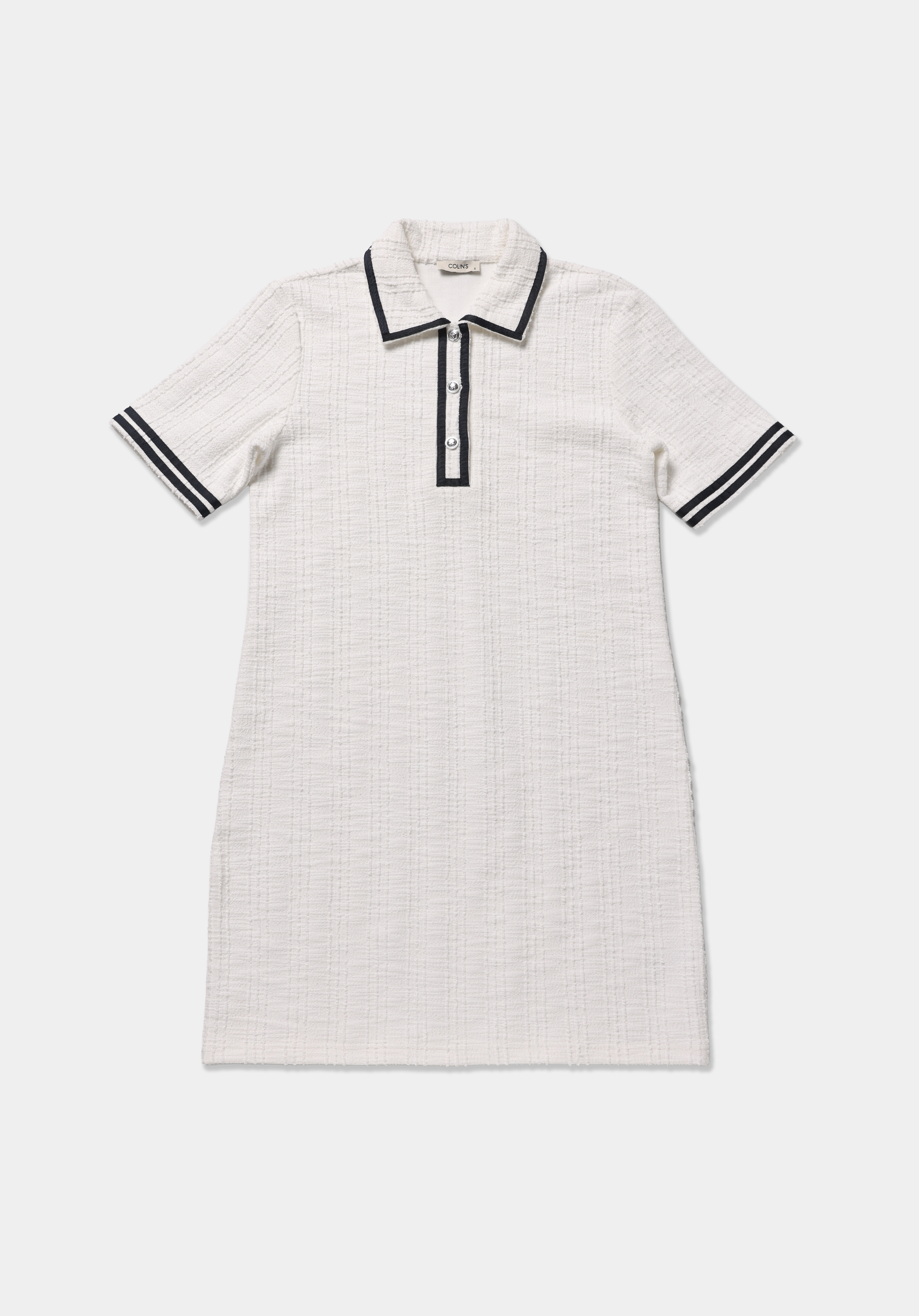 Regular Fit Jakarlı Kadın Beyaz Kısa Kol Elbise