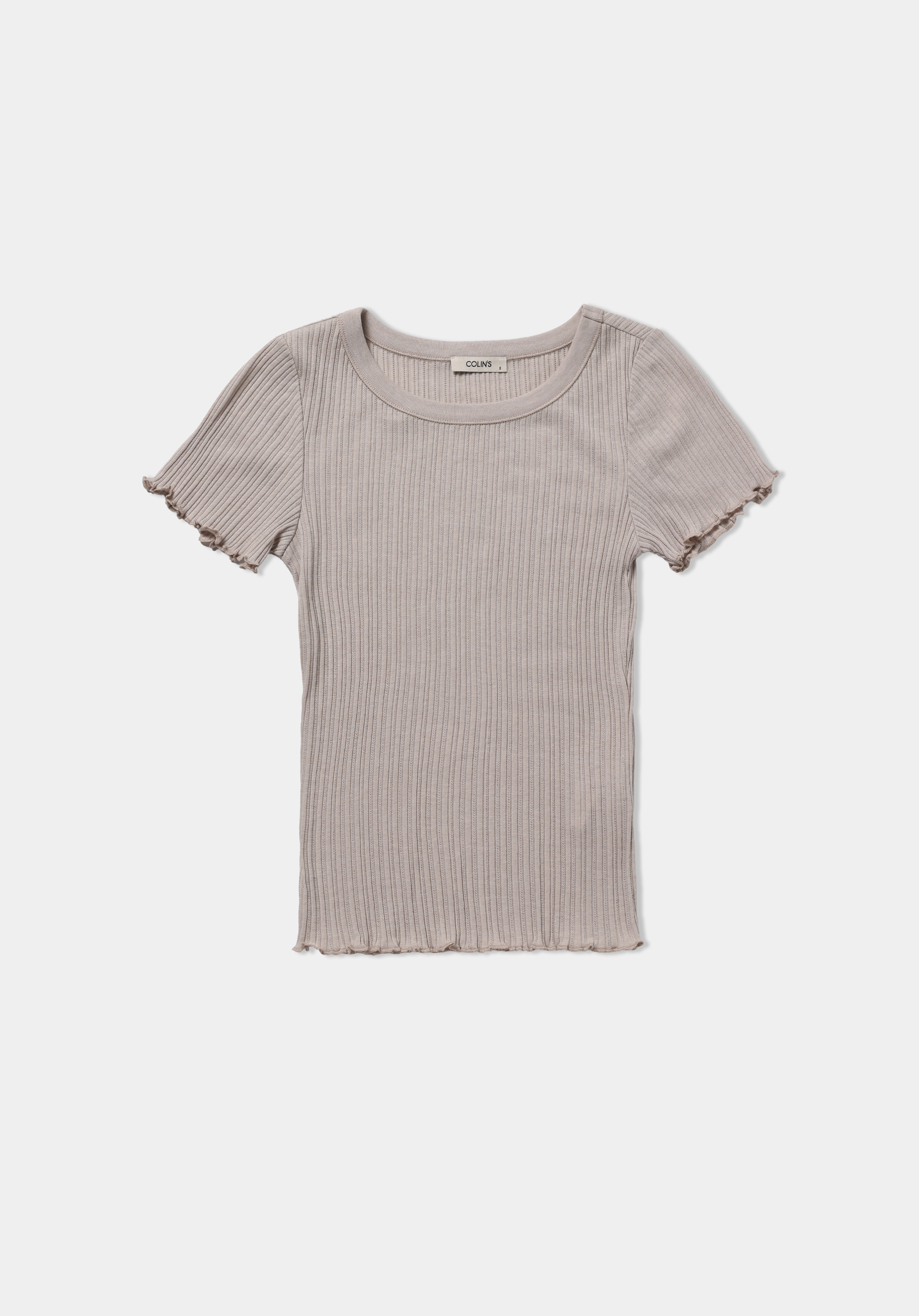 Slim Fit Yuvarlak Yaka Düz Kadın Bej Kısa Kol Tişört