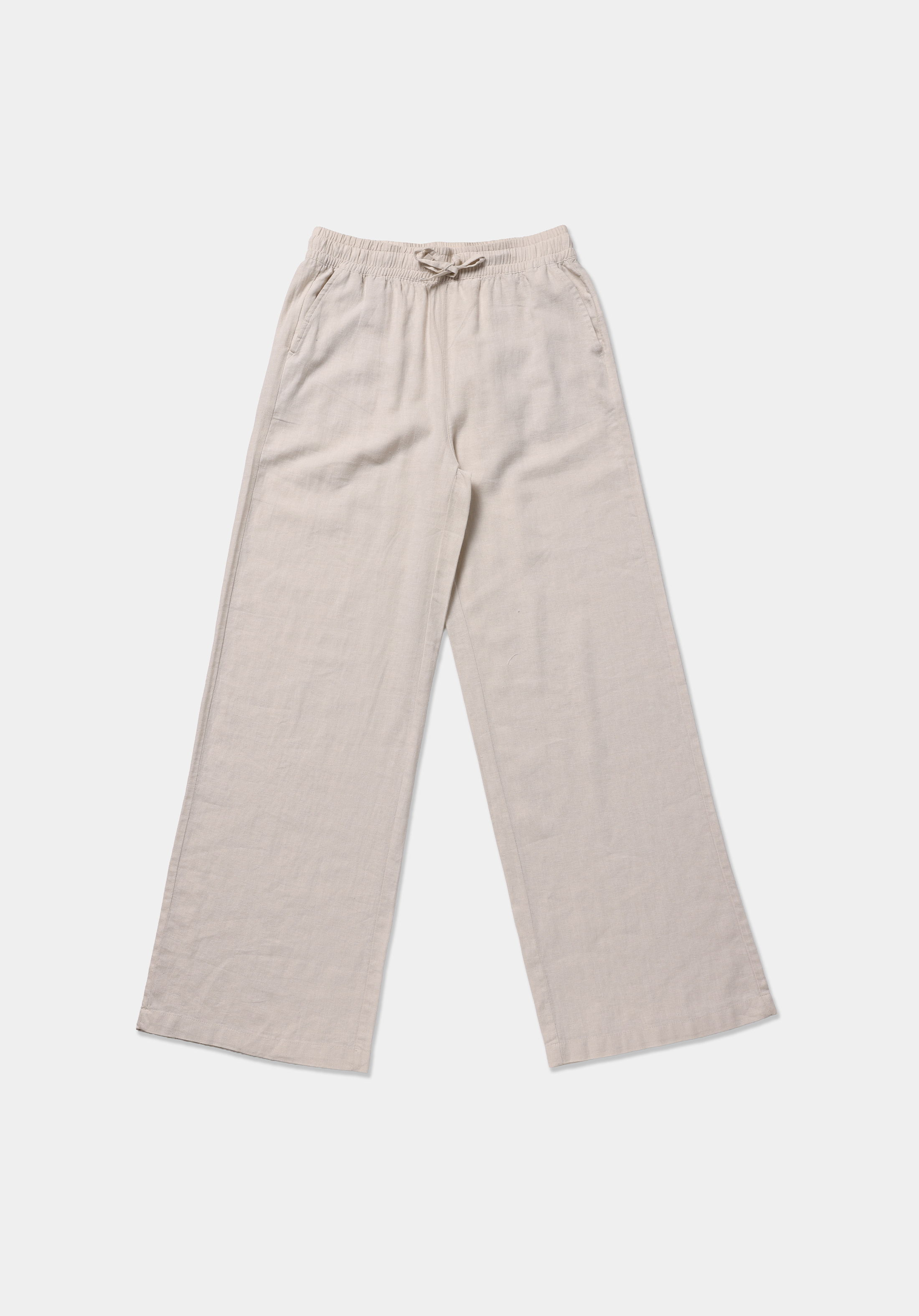 Regular Fit Yüksel Bel Geniş Paça Kadın Bej  Pantolon