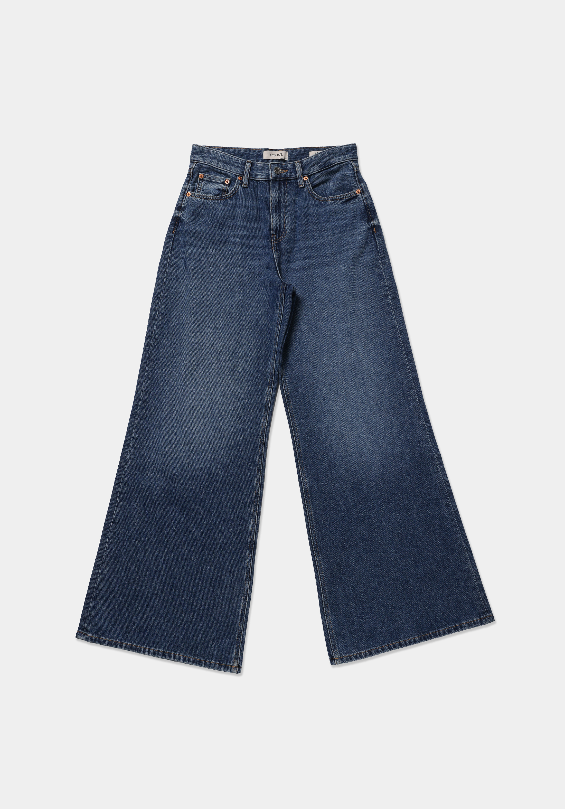 Loose Fit   Kadın Mid İndigo Denim Jean Pantolon