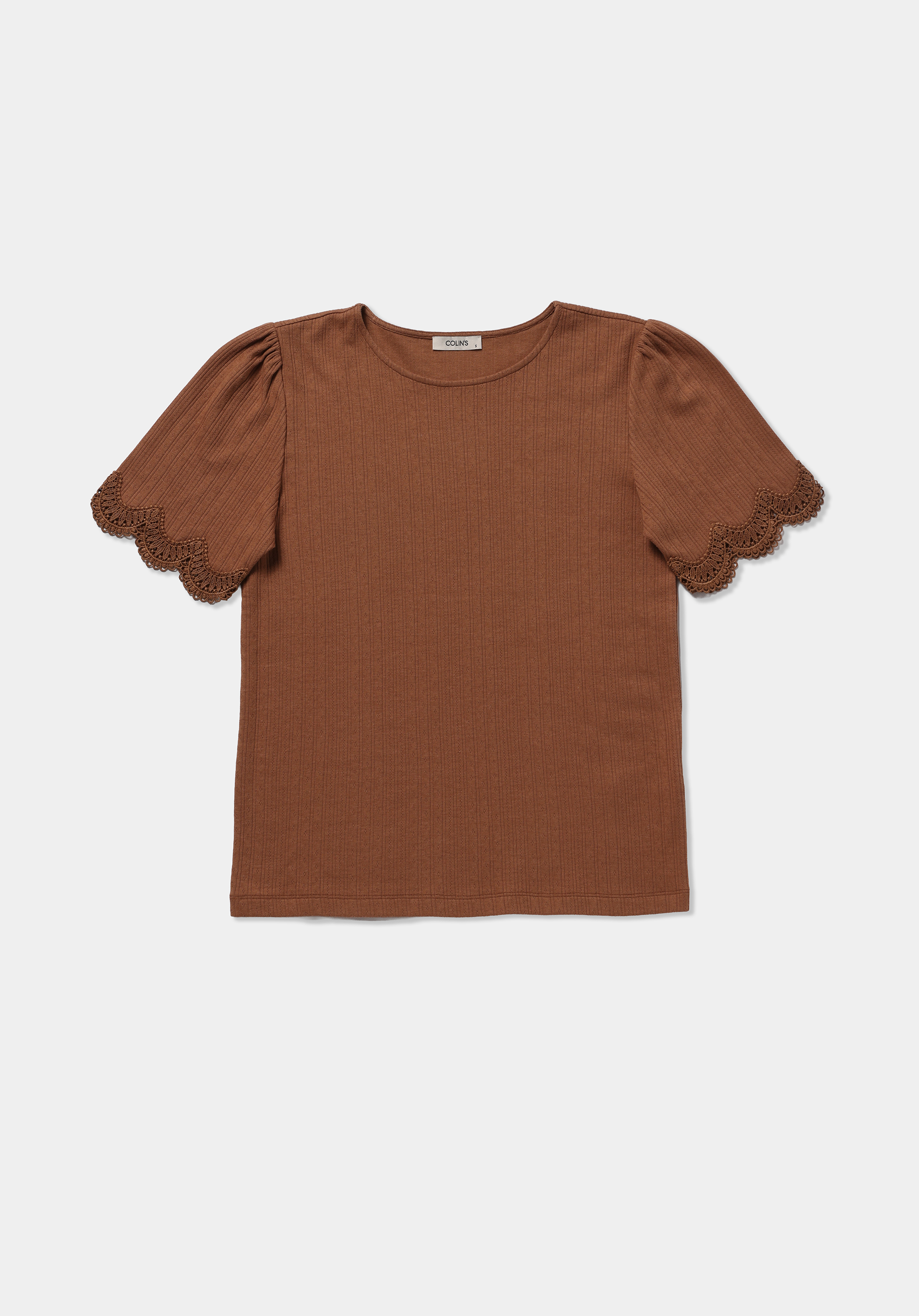 Regular Fit Yuvarlak Yaka Düz Kadın Kahverengi Kısa Kol Tişört