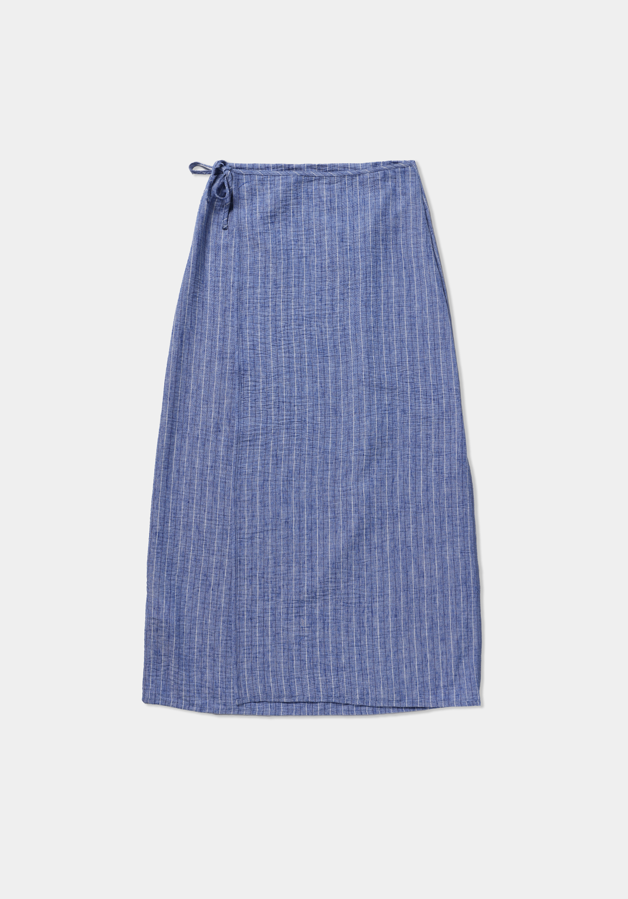 Midi Çizgili  Kadın Mavi Etek