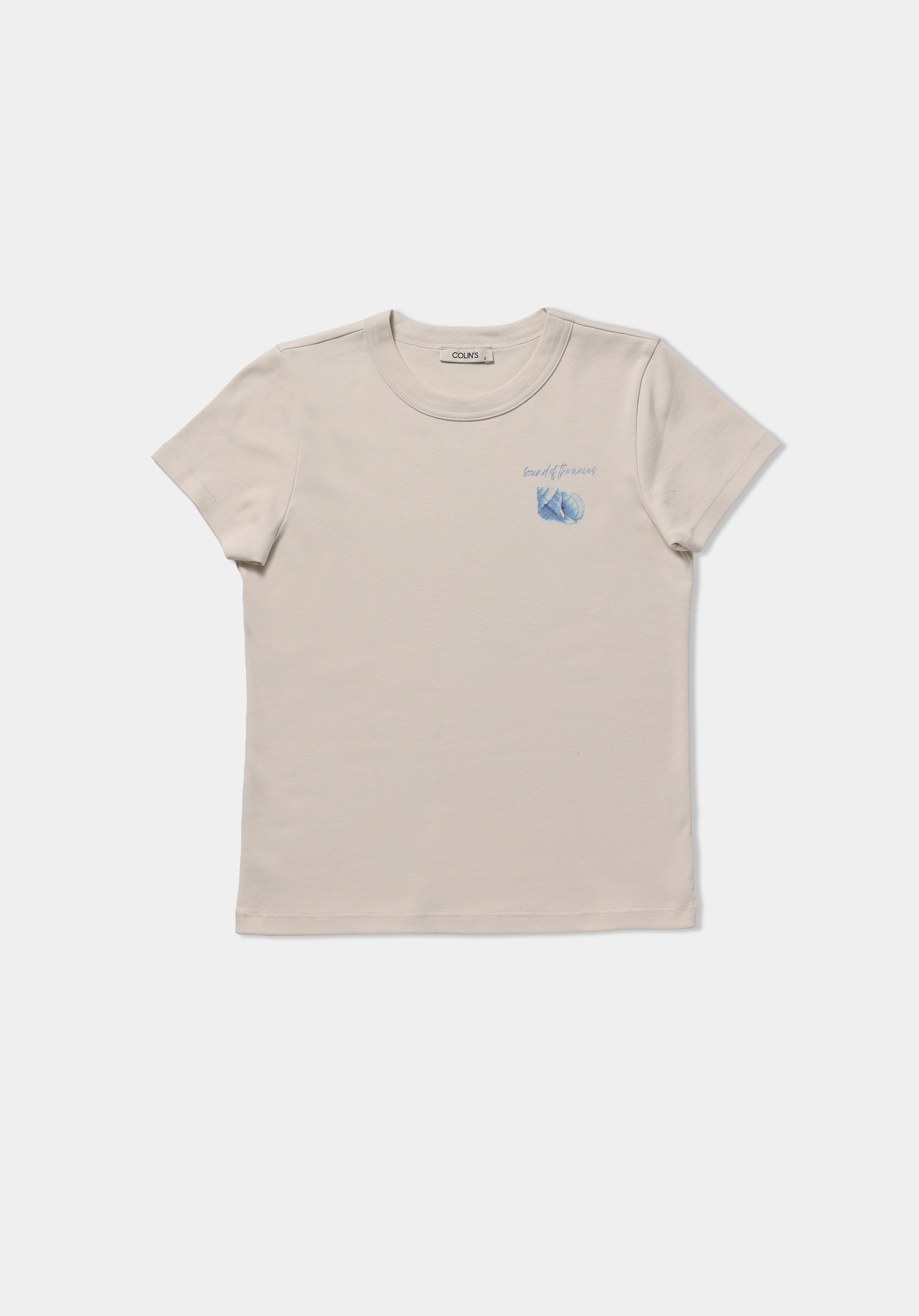 Slim Fit Yuvarlak Yaka Baskılı Kadın Taş Kısa Kol Tişört