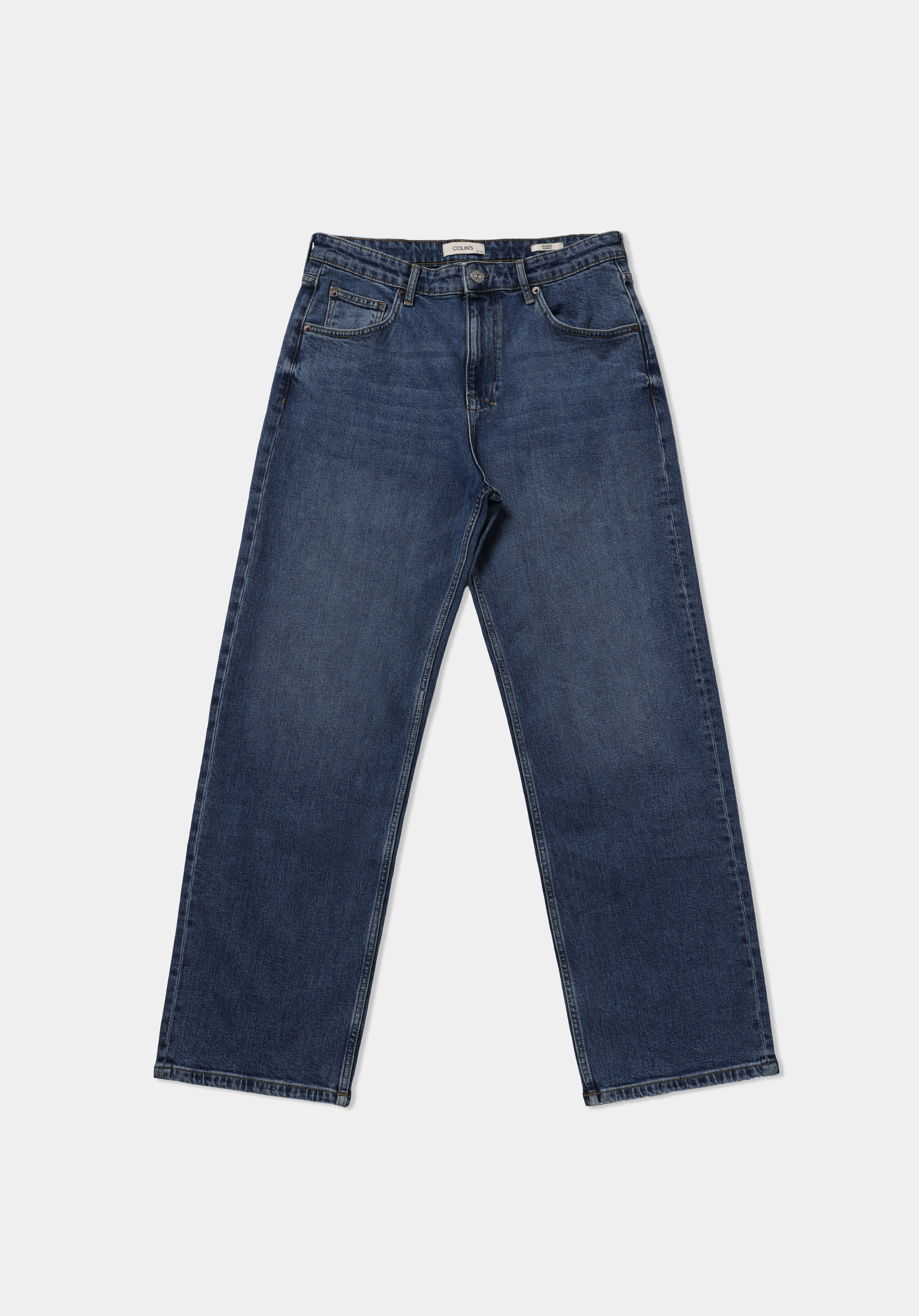 Relaxed Fit   Erkek Mid İndigo Denim Jean Pantolon