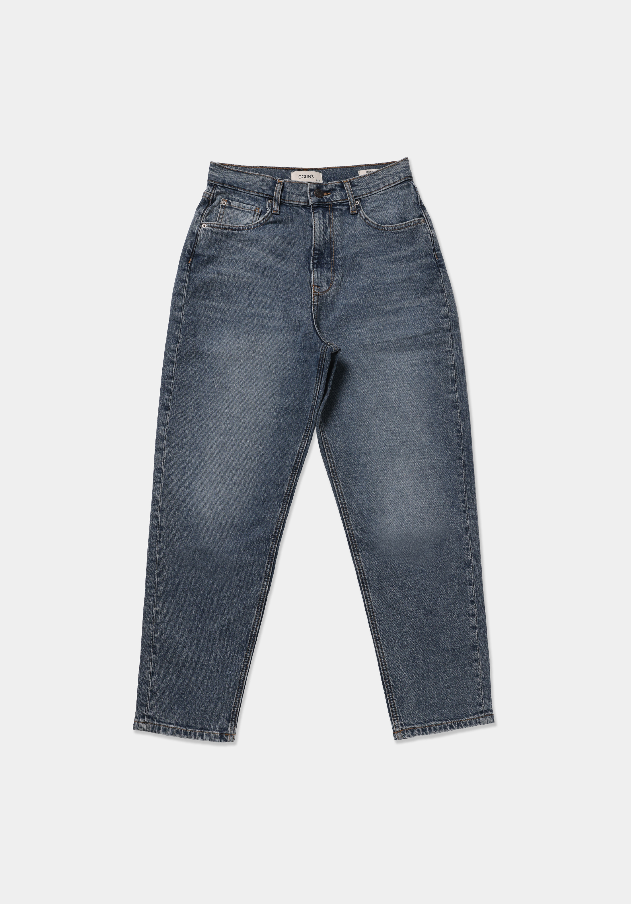 Mom Fit   Kadın Mid İndigo Denim Jean Pantolon