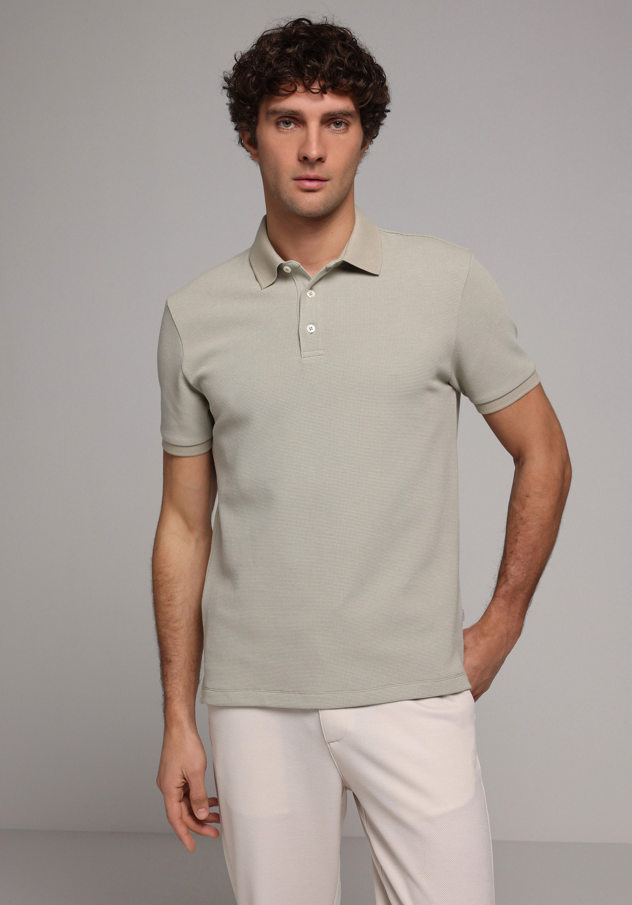 Regular Fit Polo Yaka Düz Erkek Yeşil Kısa Kol Tişört