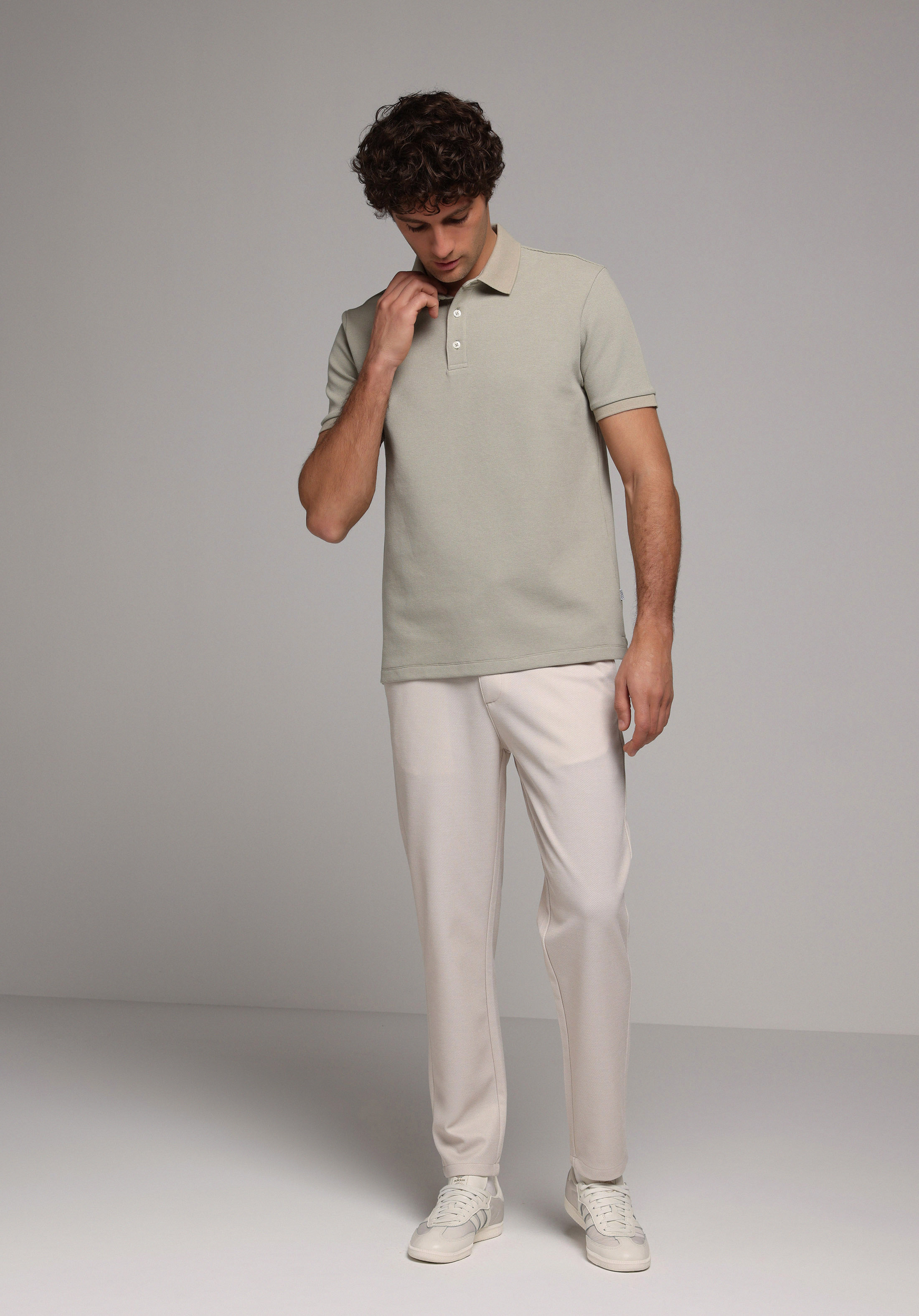 Regular Fit Polo Yaka Düz Erkek Yeşil Kısa Kol Tişört