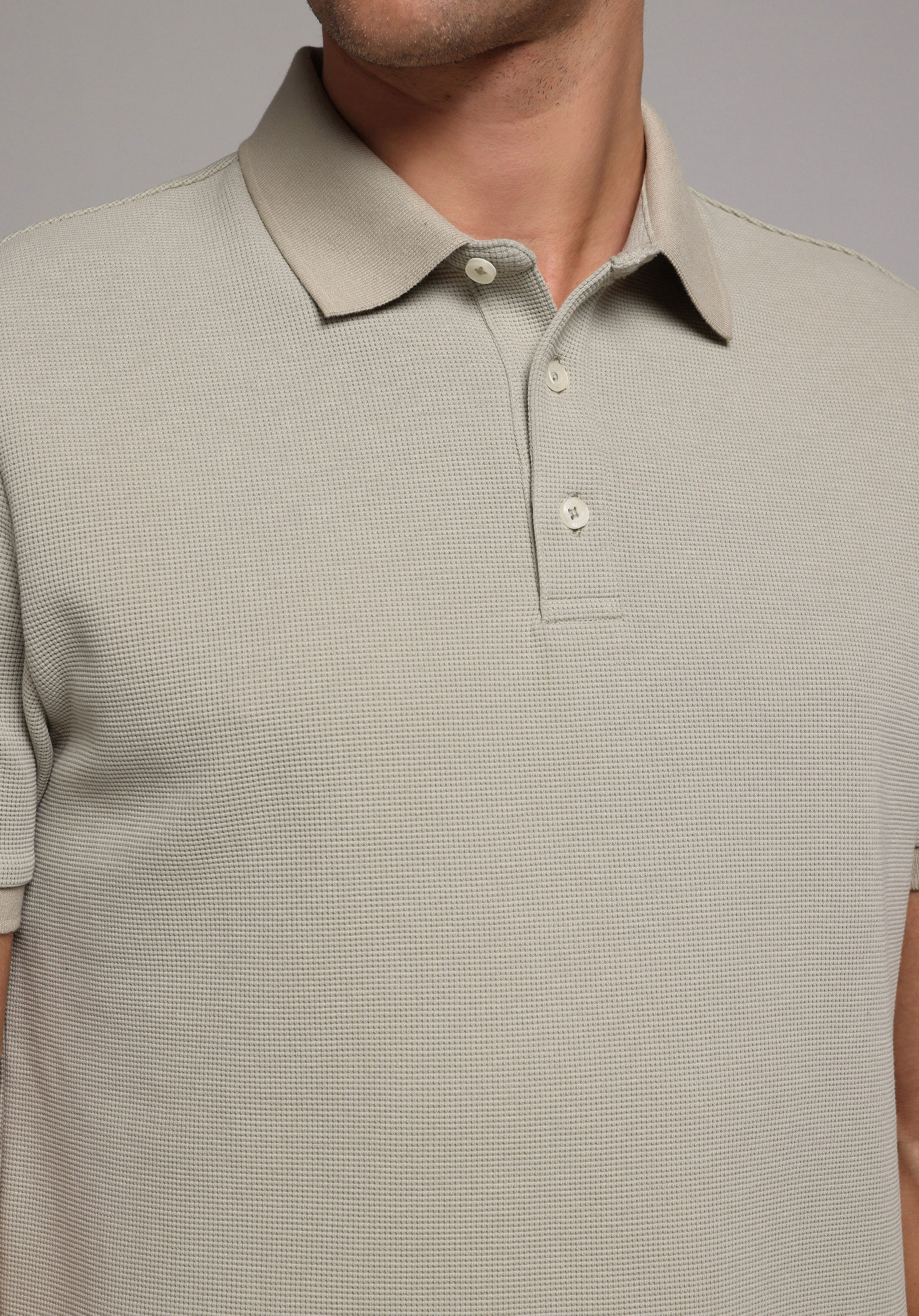 Regular Fit Polo Yaka Düz Erkek Yeşil Kısa Kol Tişört