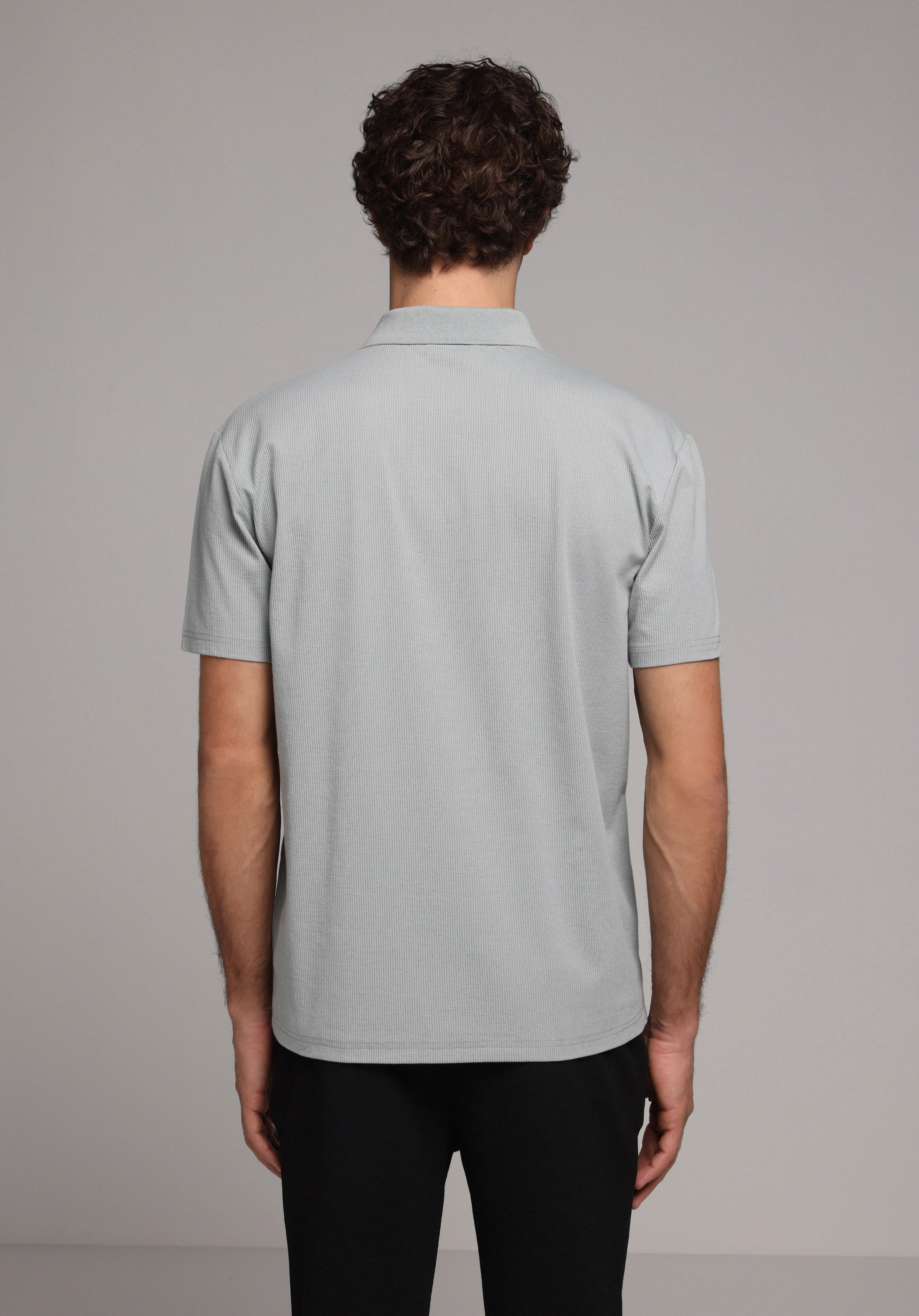 Comfort Fit Polo Yaka Düz Erkek Turkuaz Kısa Kol Tişört