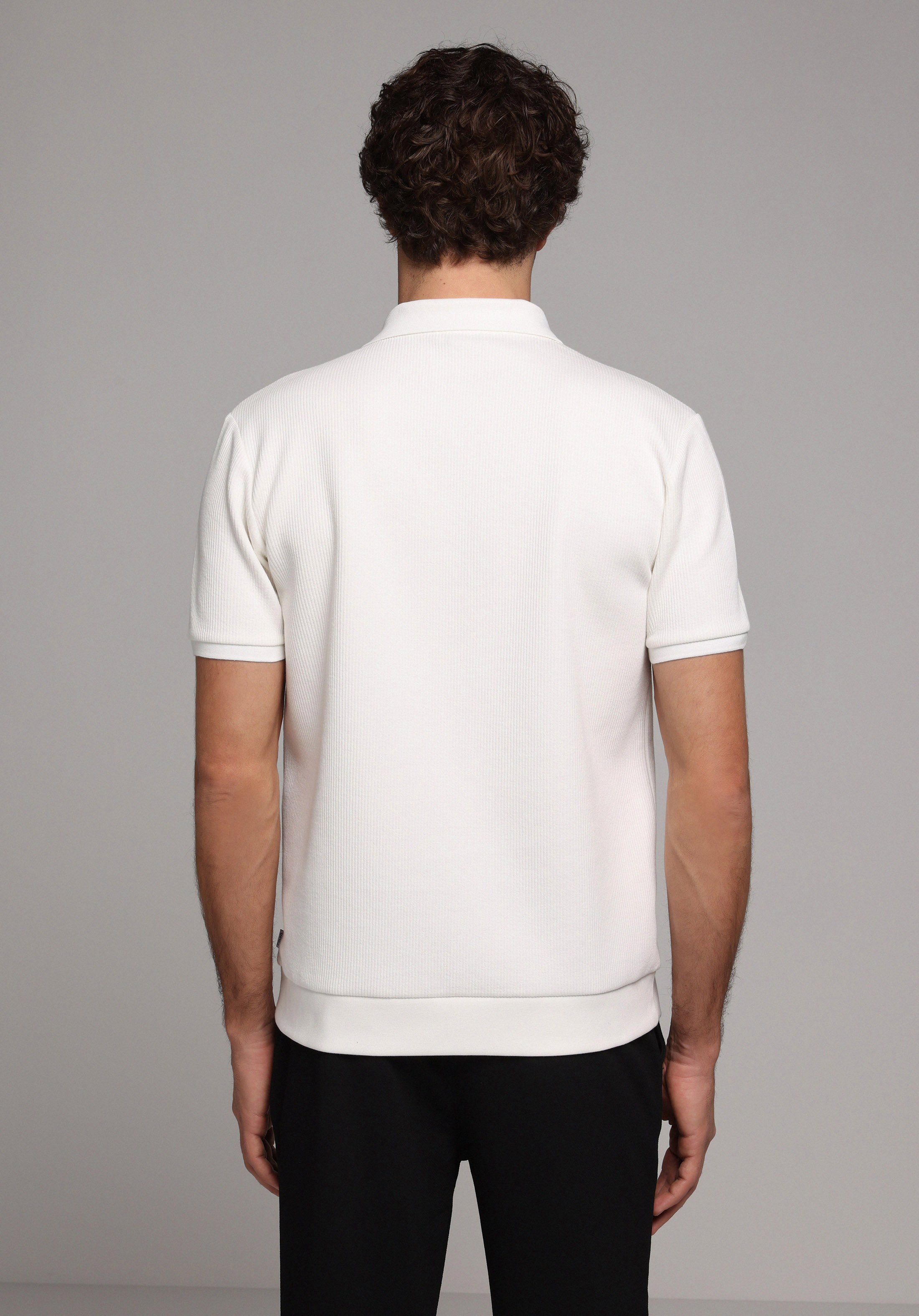 Regular Fit Polo Yaka Düz Erkek Beyaz Kısa Kol Tişört