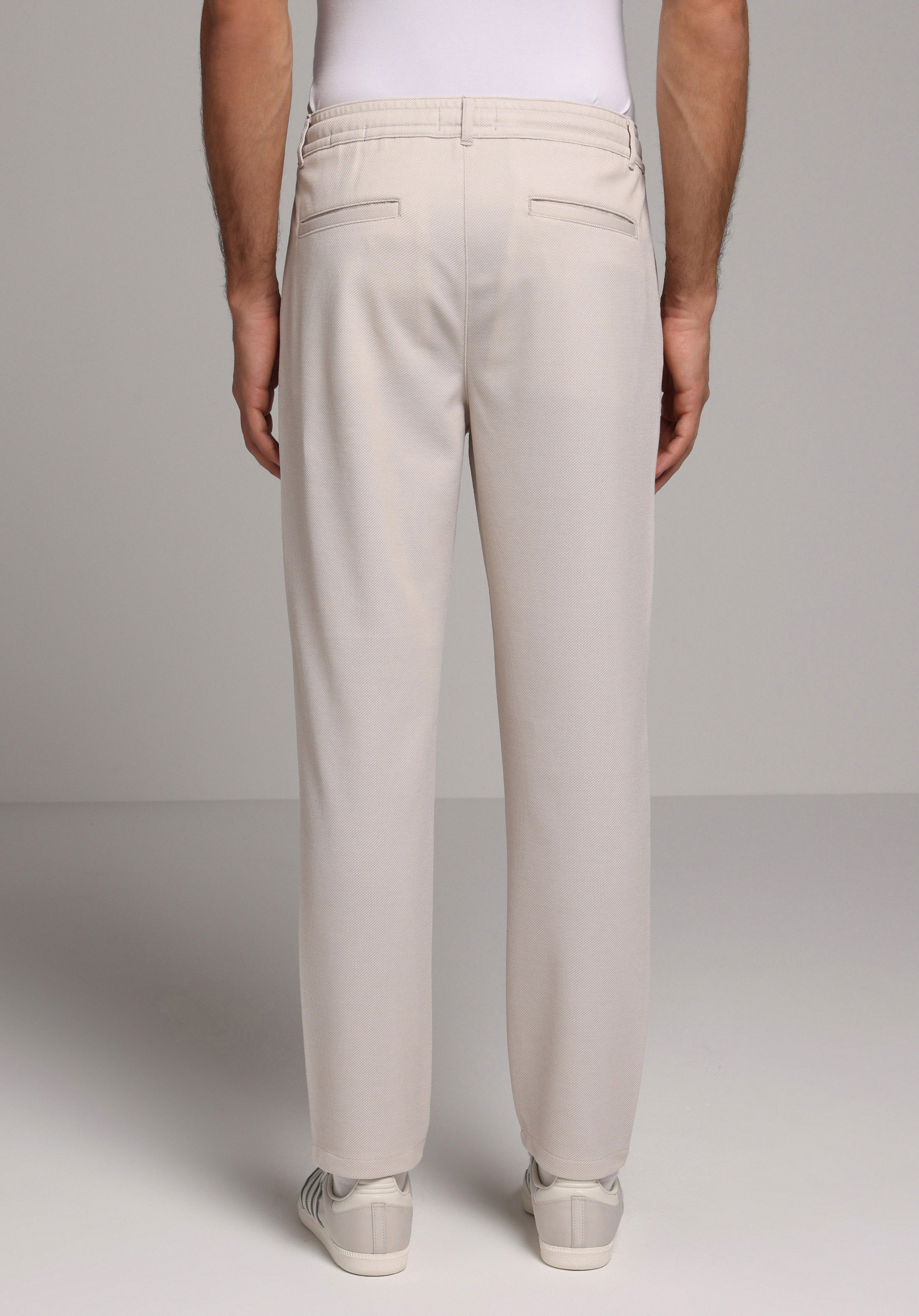 Regular Fit Orta Bel Düz Paça Erkek Ekru  Pantolon