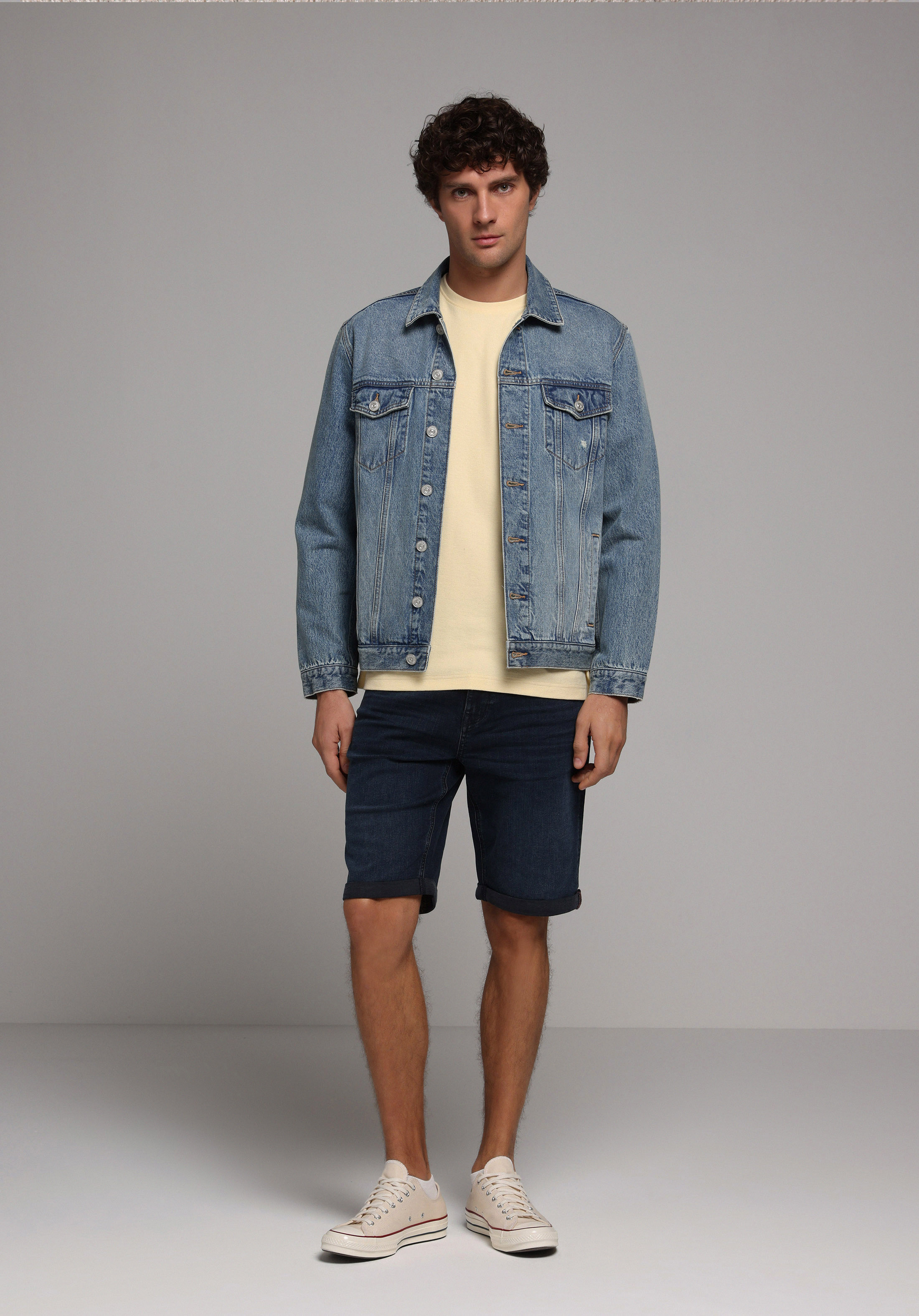 Straight Fit Düşük Bel Düz Erkek Blue Black Denim Jean Şort