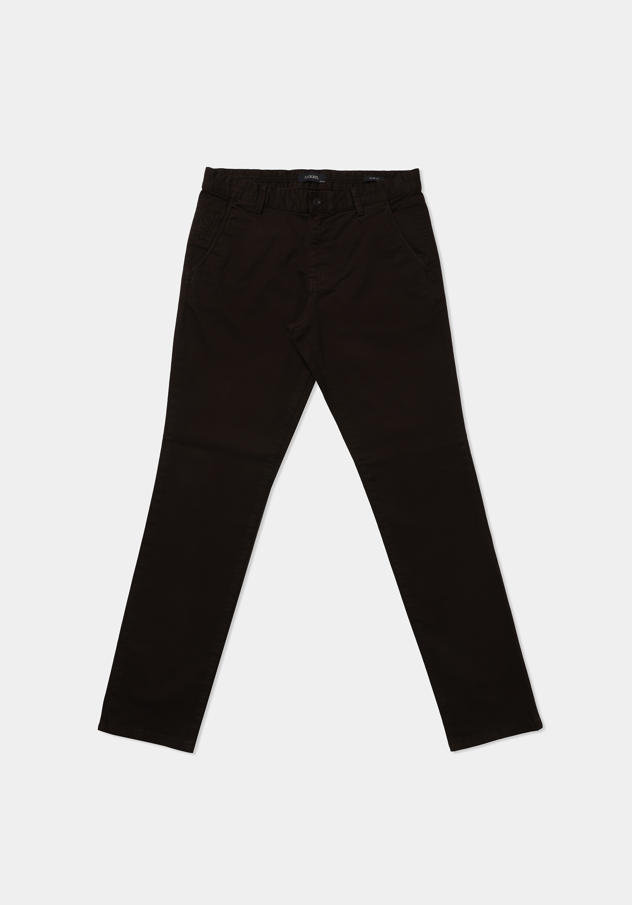 Slim Fit Orta Bel Düz Paça Erkek Kahverengi  Pantolon