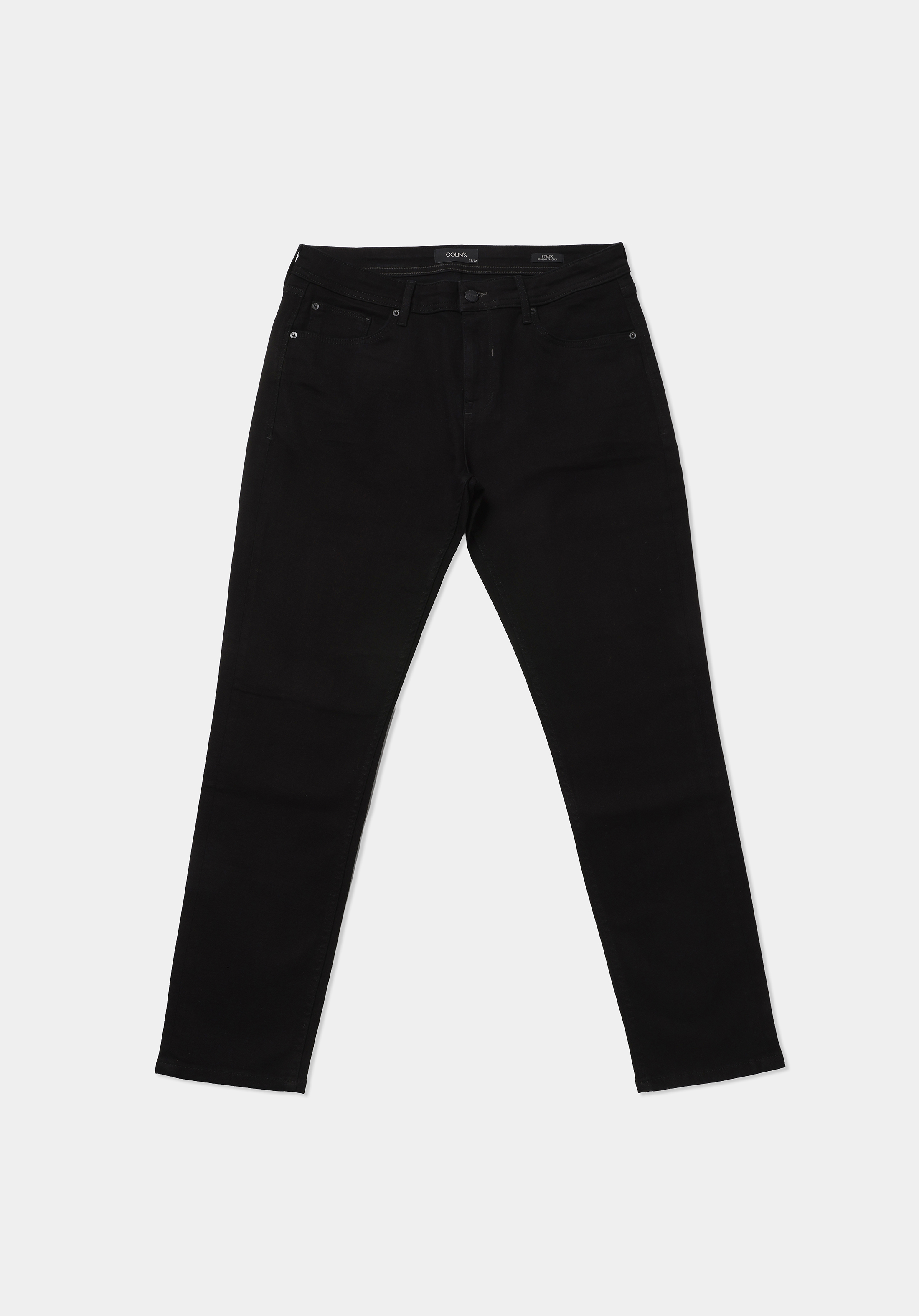 Regular Fit Orta Bel Daralan Paça Erkek Black Black Denim Pamuklu Jean Pantolon