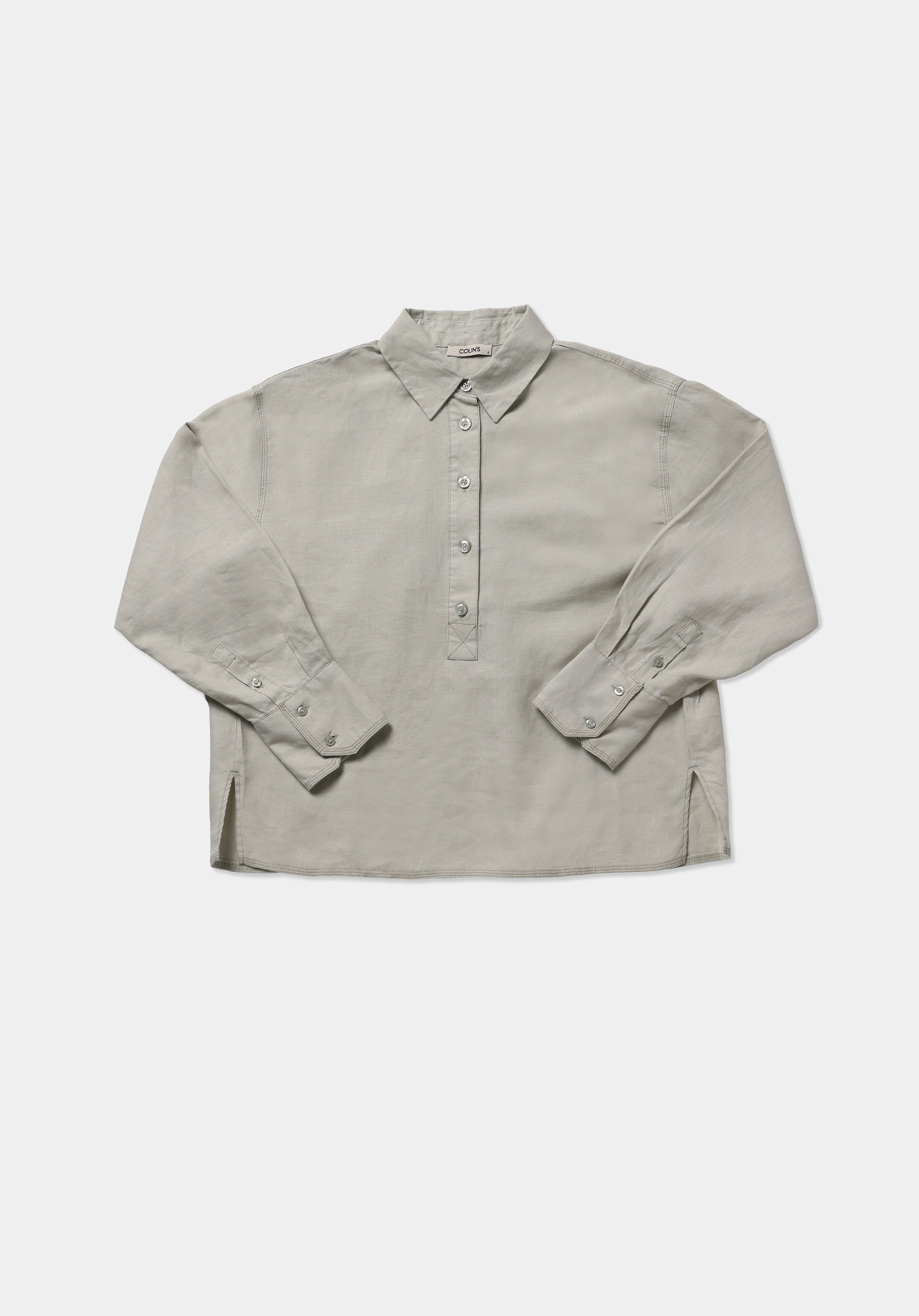 Fashion Fit Shirt Neck Düz Kadın Yeşil Uzun Kol Gömlek