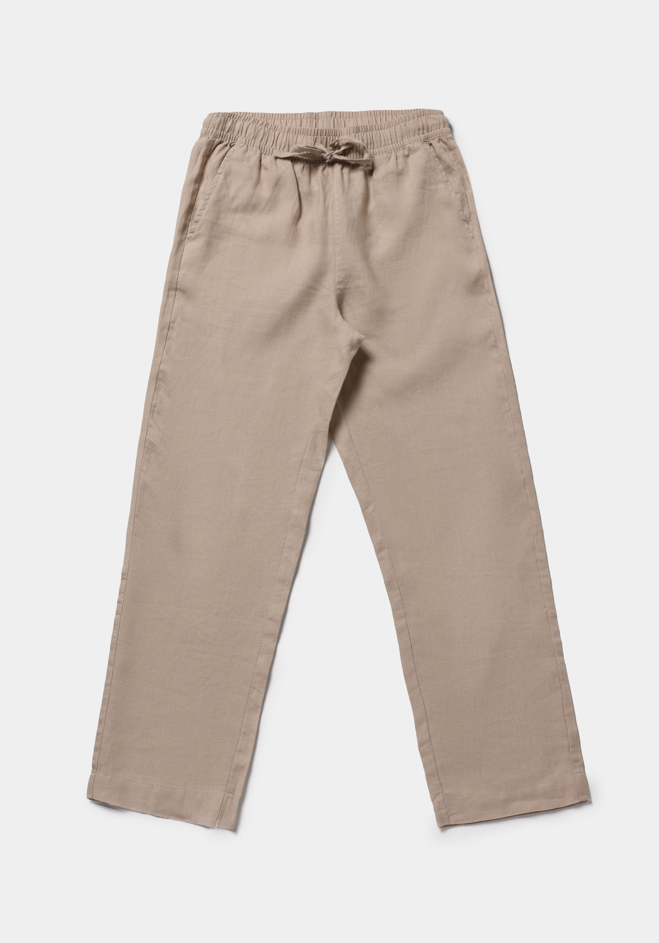 Regular Fit Yüksel Bel Düz Paça Kadın Bej  Pantolon