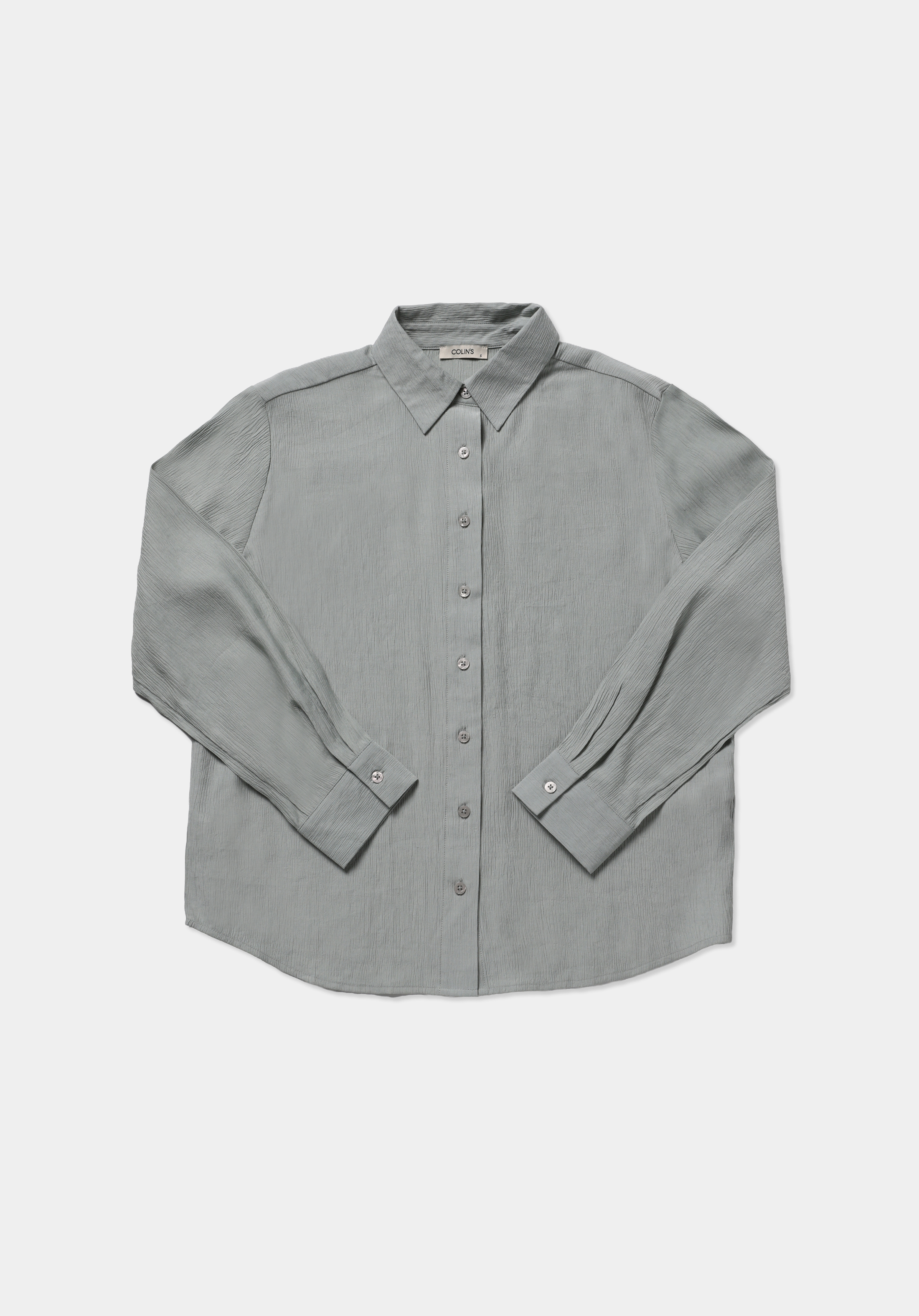 Regular Fit Shirt Neck Düz Kadın Yeşil Uzun Kol Gömlek