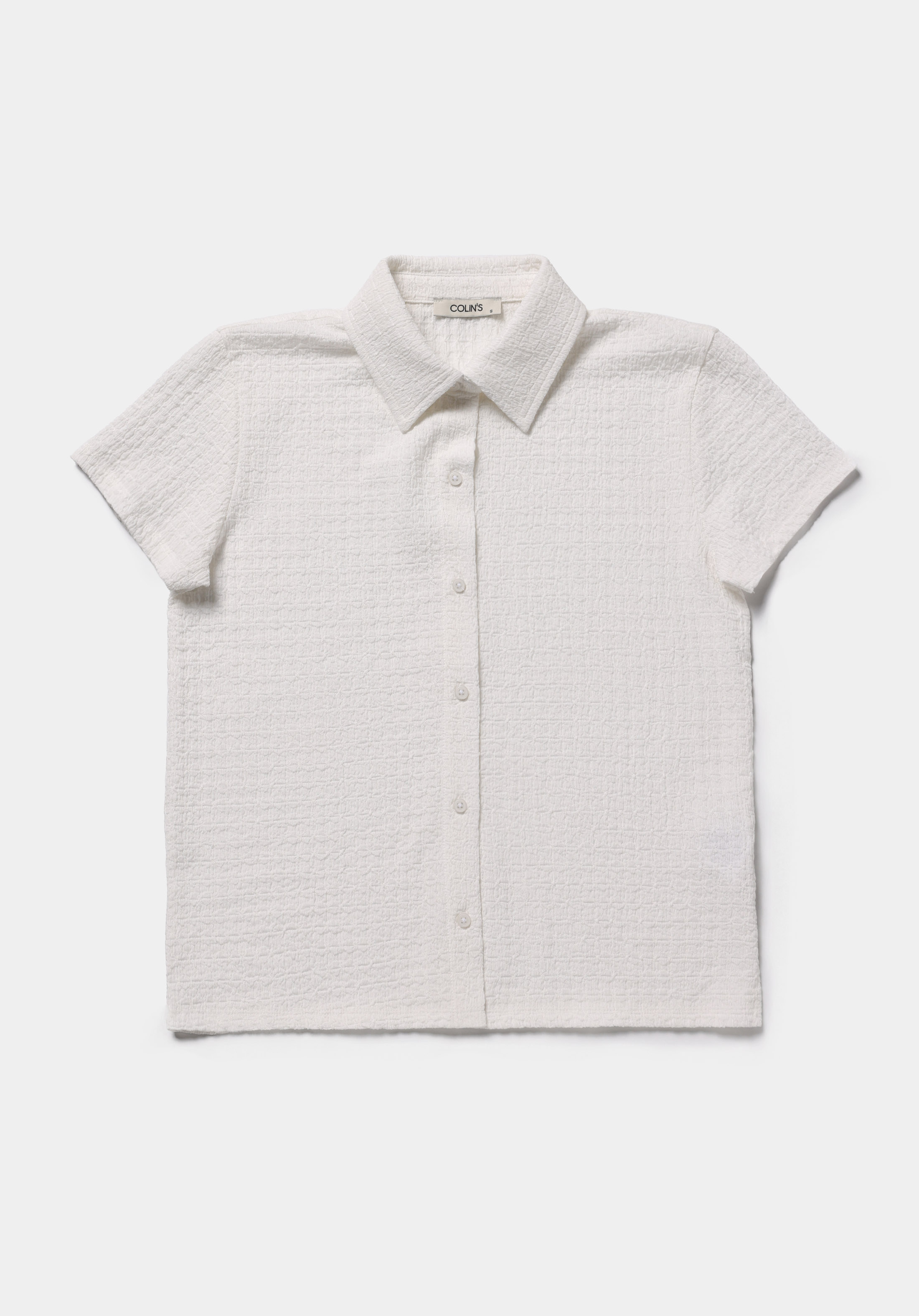 Slim Fit Polo Yaka Düz Kadın Beyaz Kısa Kol Tişört