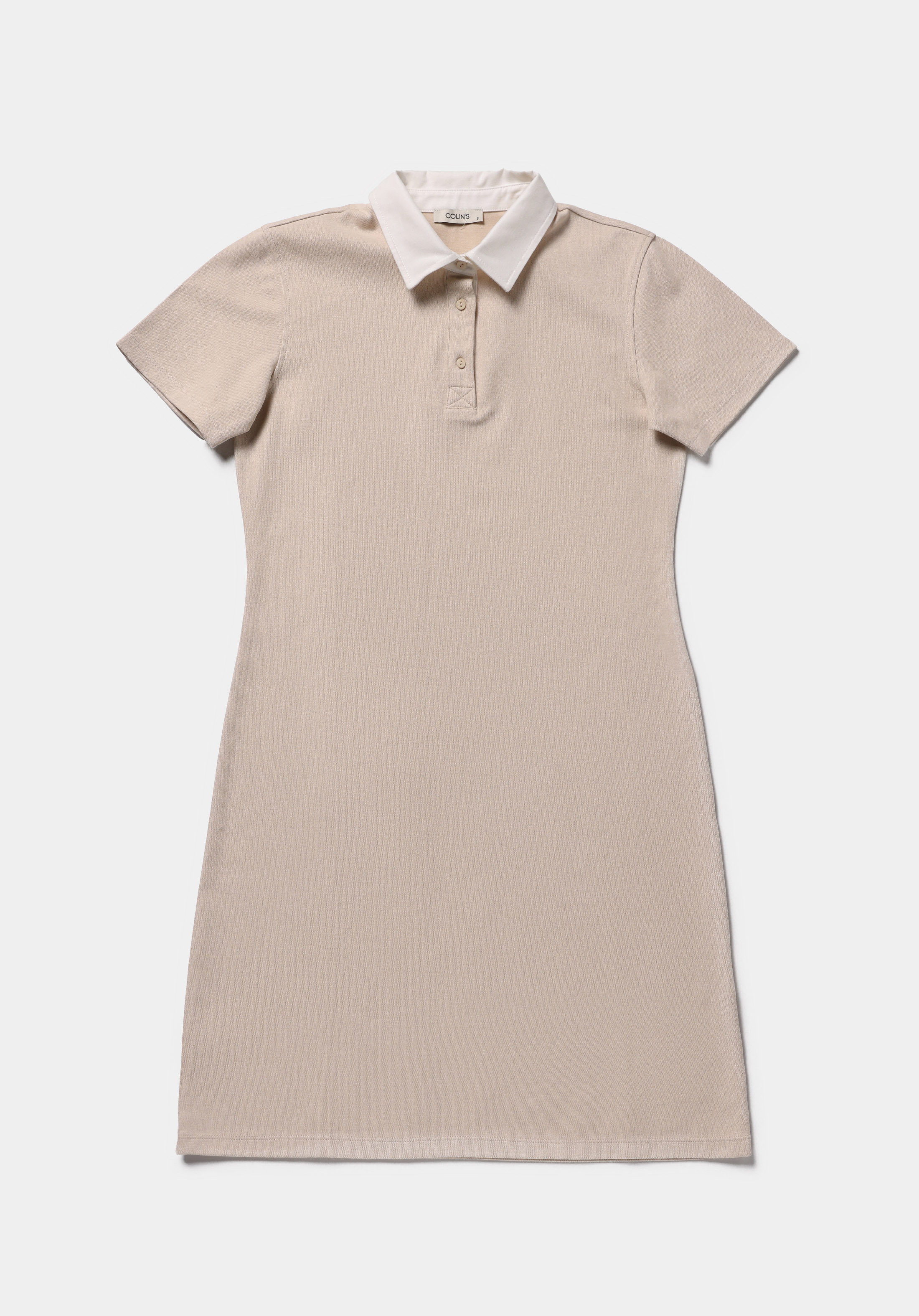 Slim Fit Nakışlı Kadın Bej Kısa Kol Elbise