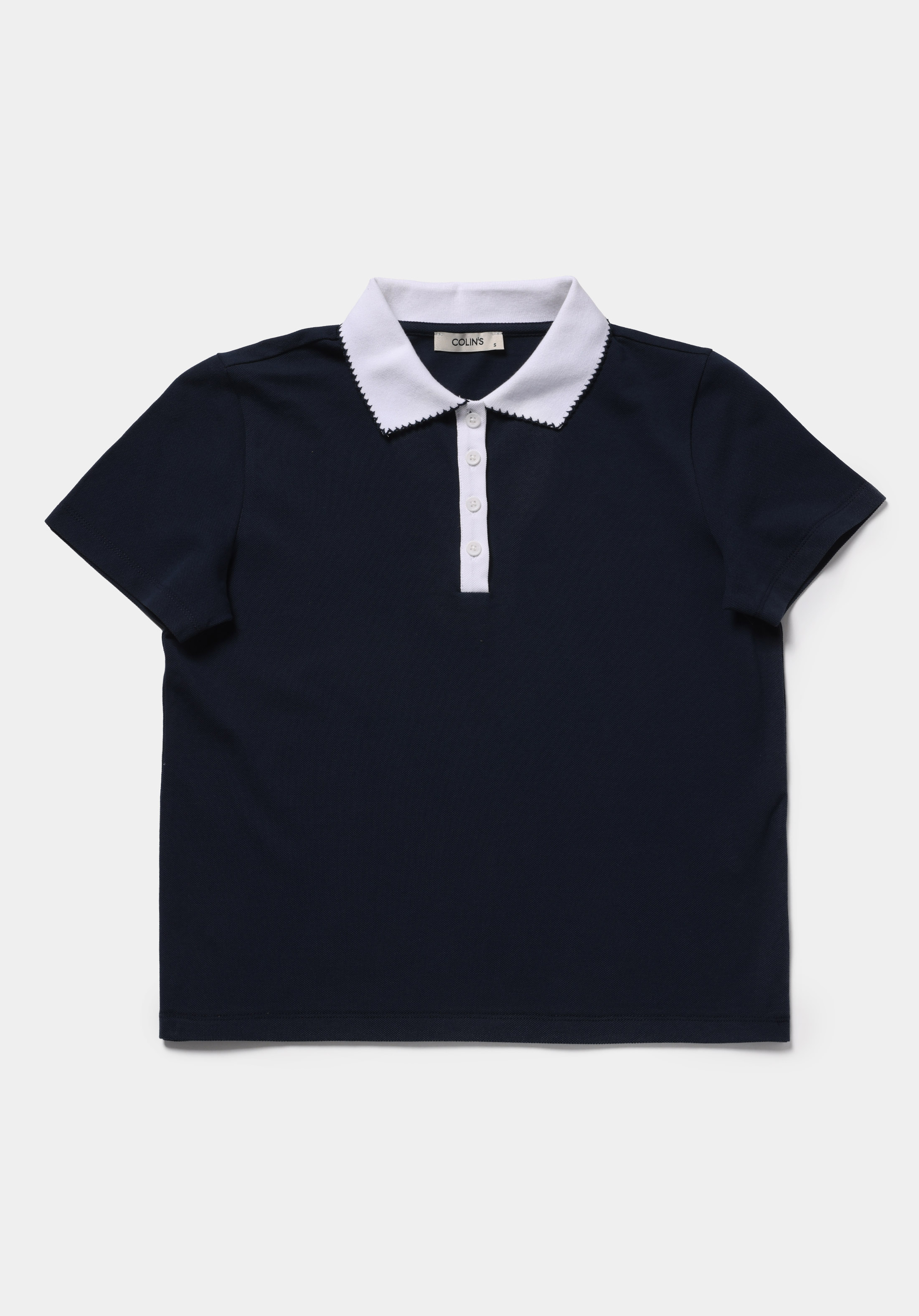 Regular Fit Polo Yaka Düz Kadın Lacivert Kısa Kol Tişört