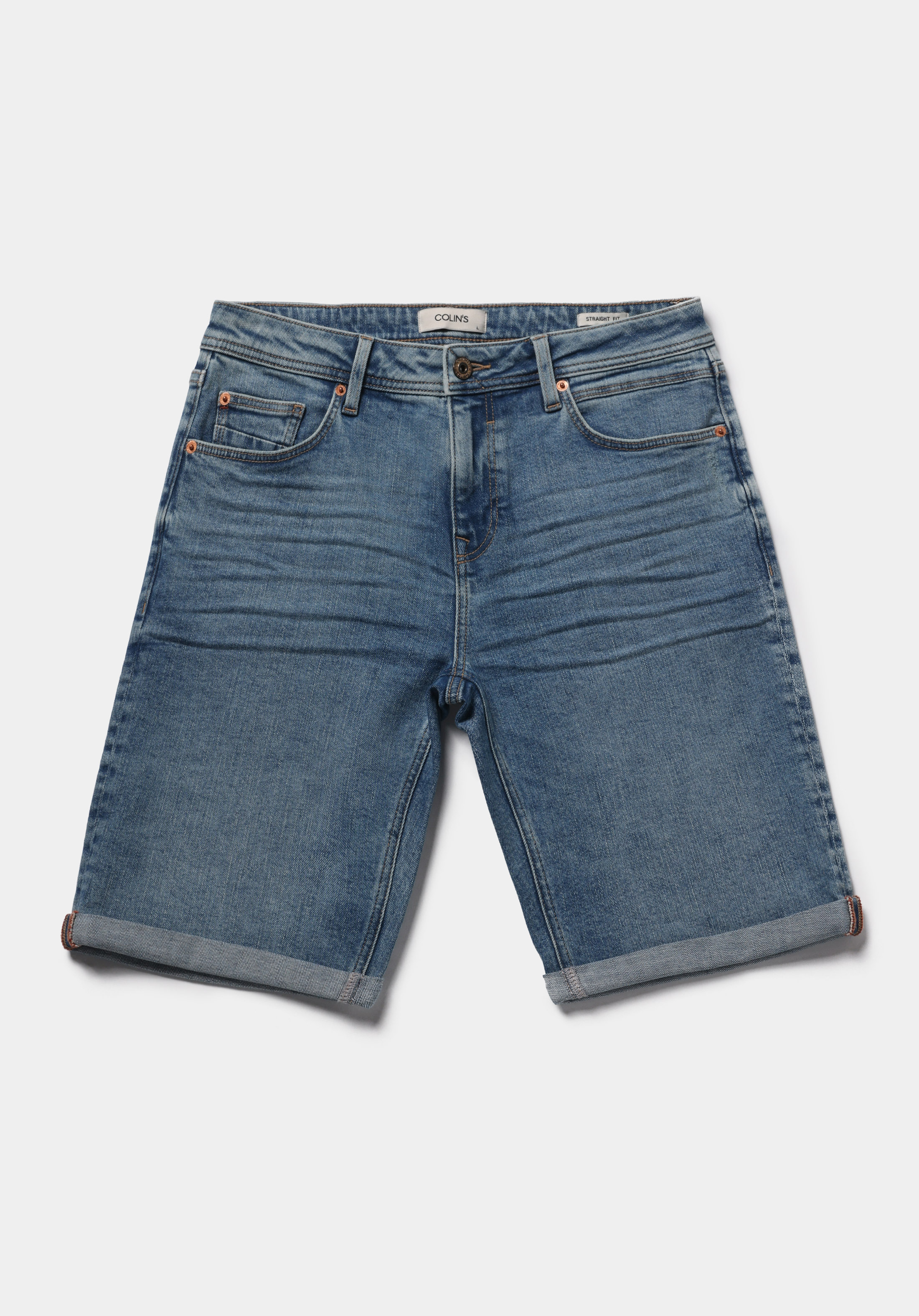 Straight Fit Düşük Bel Düz Erkek Light İndigo Denim Jean Şort