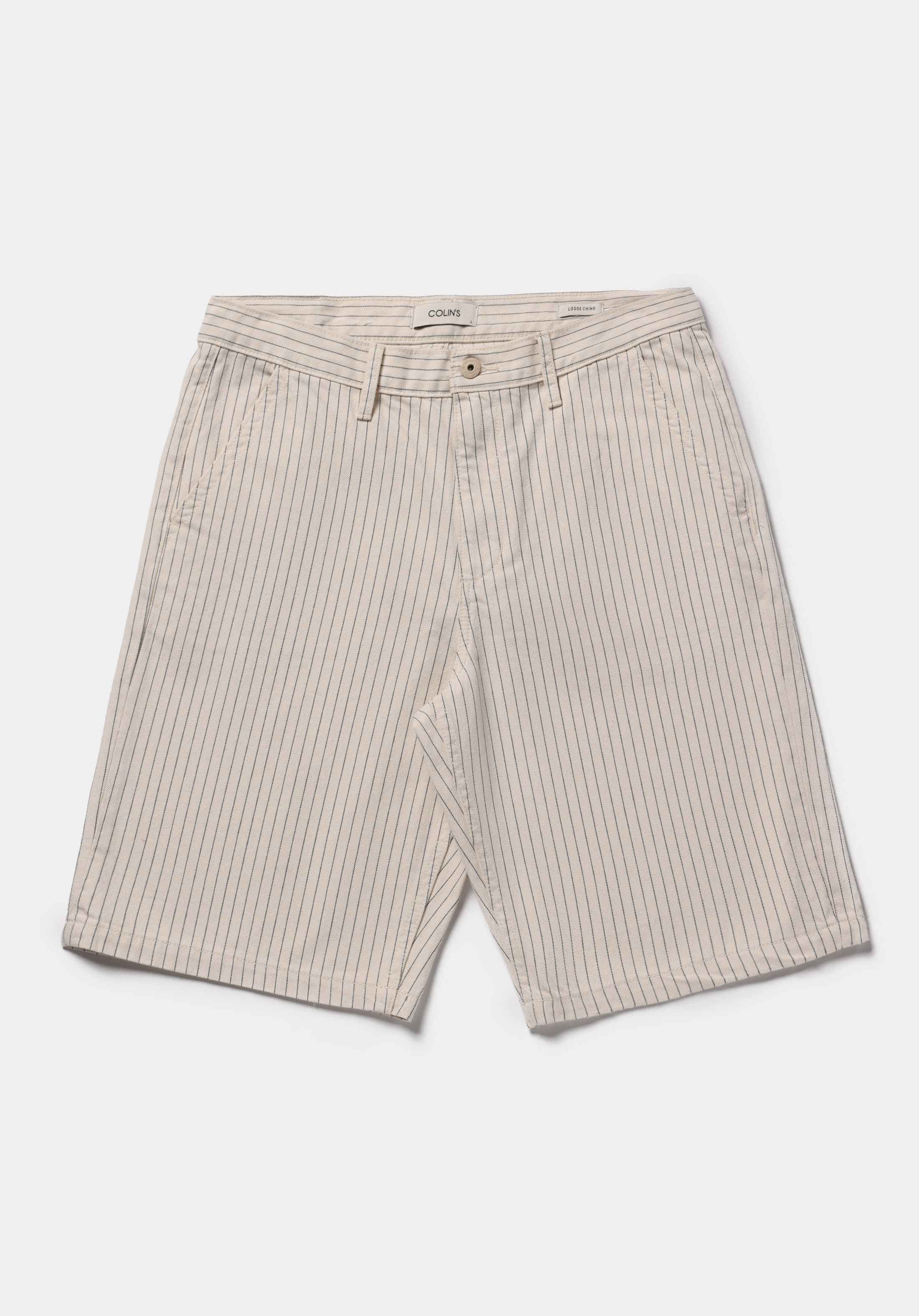 Loose  Orta Bel Düz Erkek Stripe Denim Jean Şort