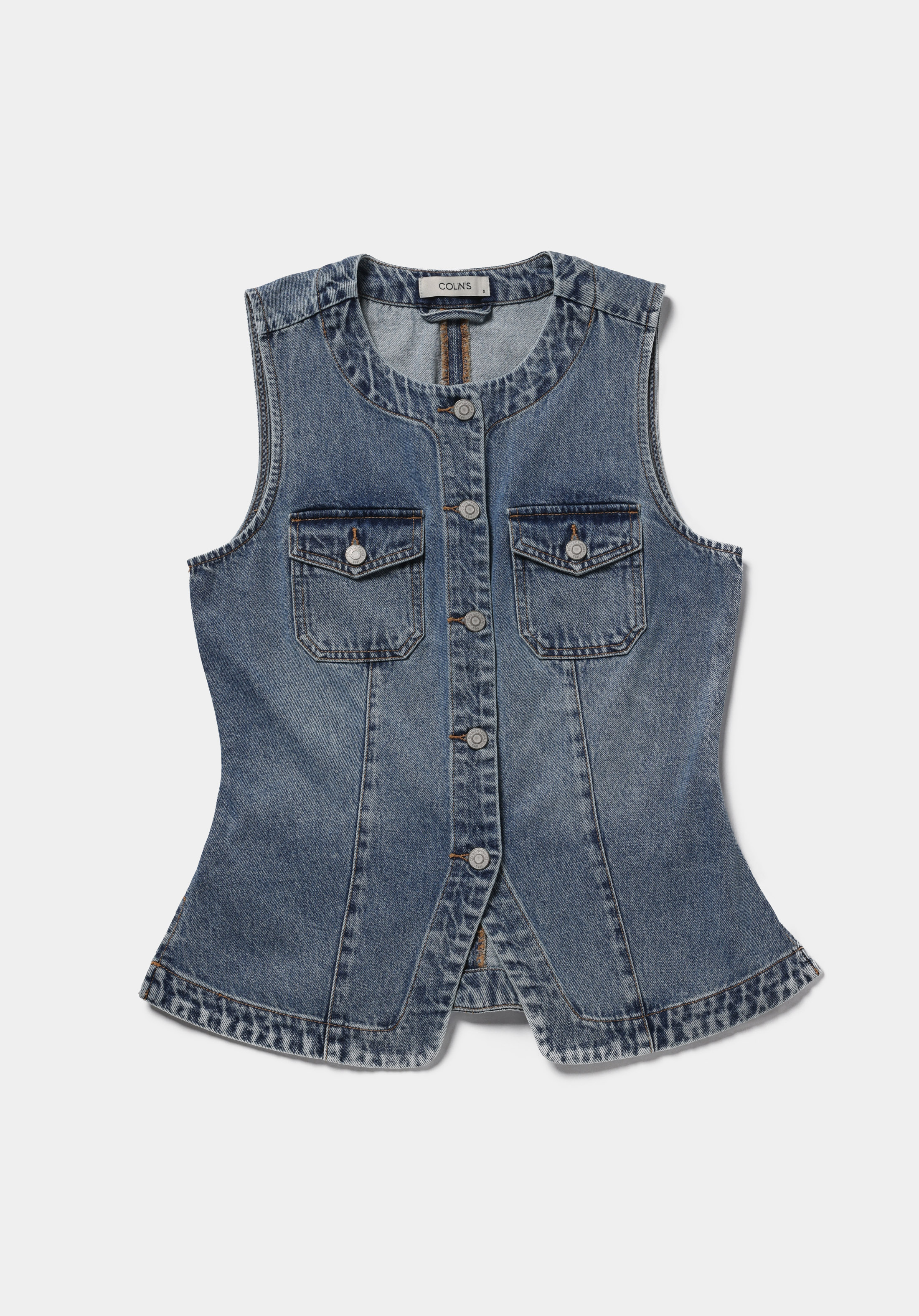 Slim Fit     Kadın Light İndigo Denim Yelek