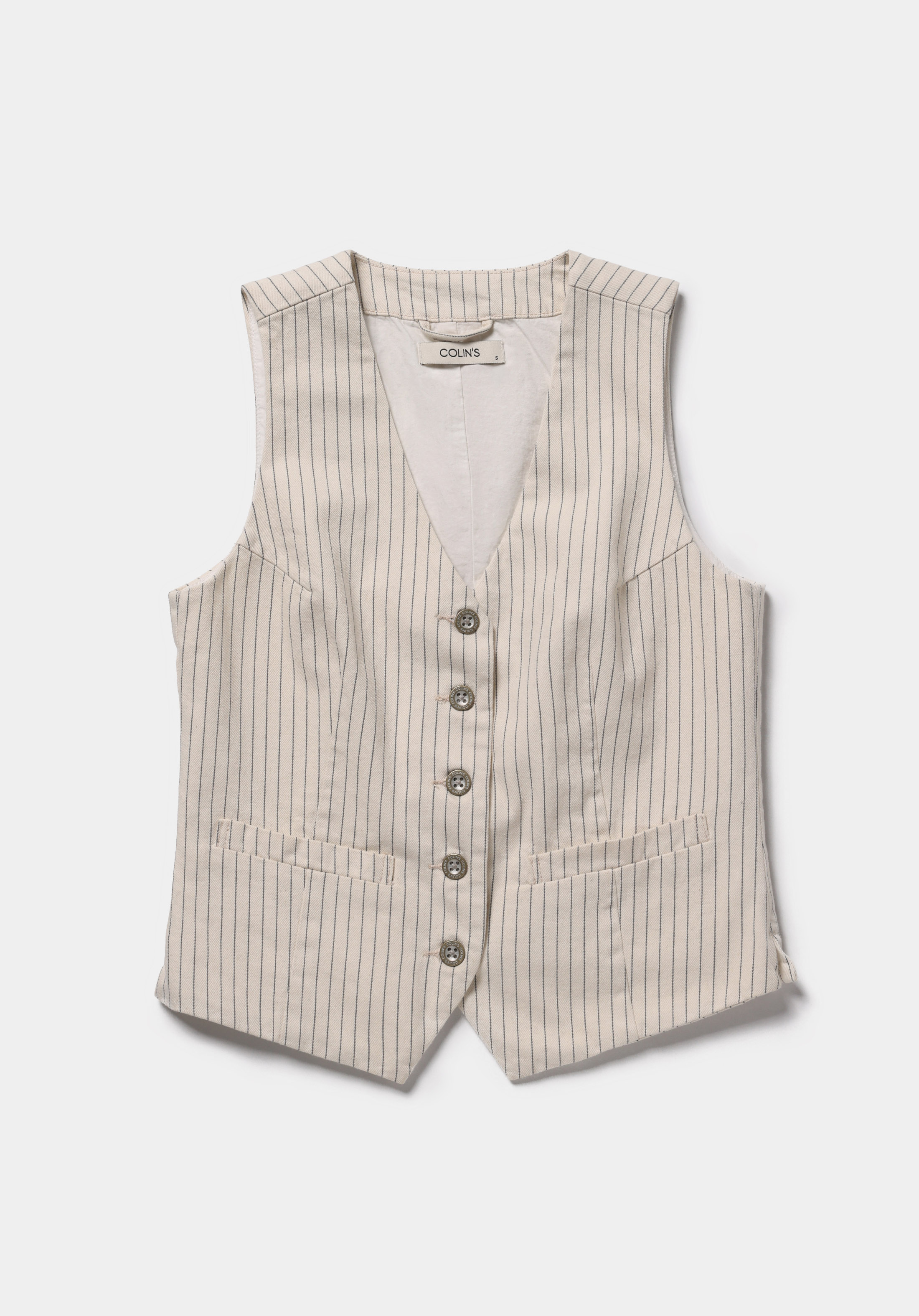 Slim Fit     Kadın Stripe Denim Yelek