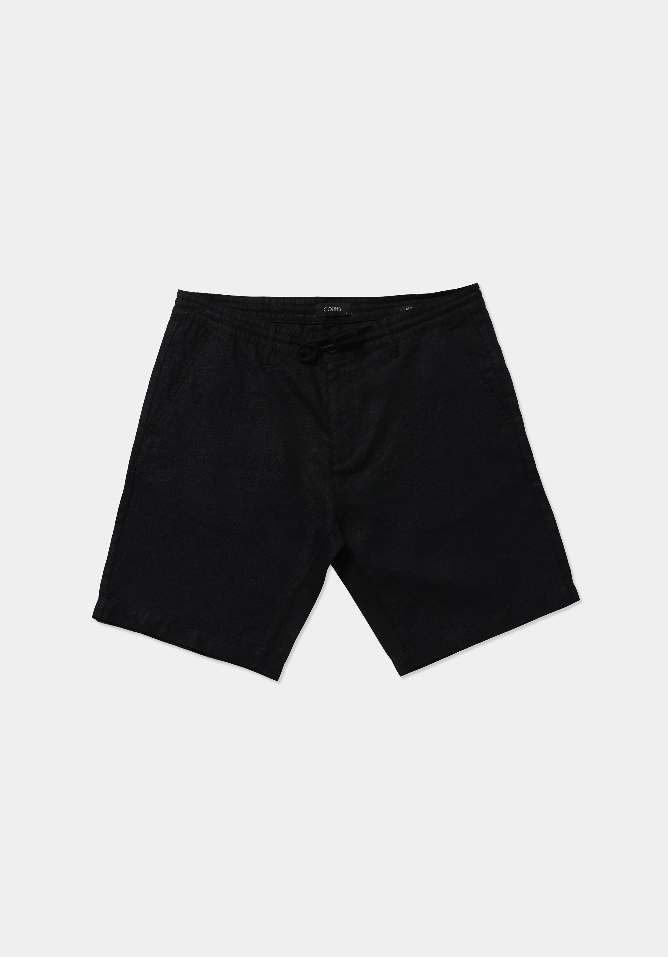 Regular Fit Orta Bel Düz Erkek Siyah Şort