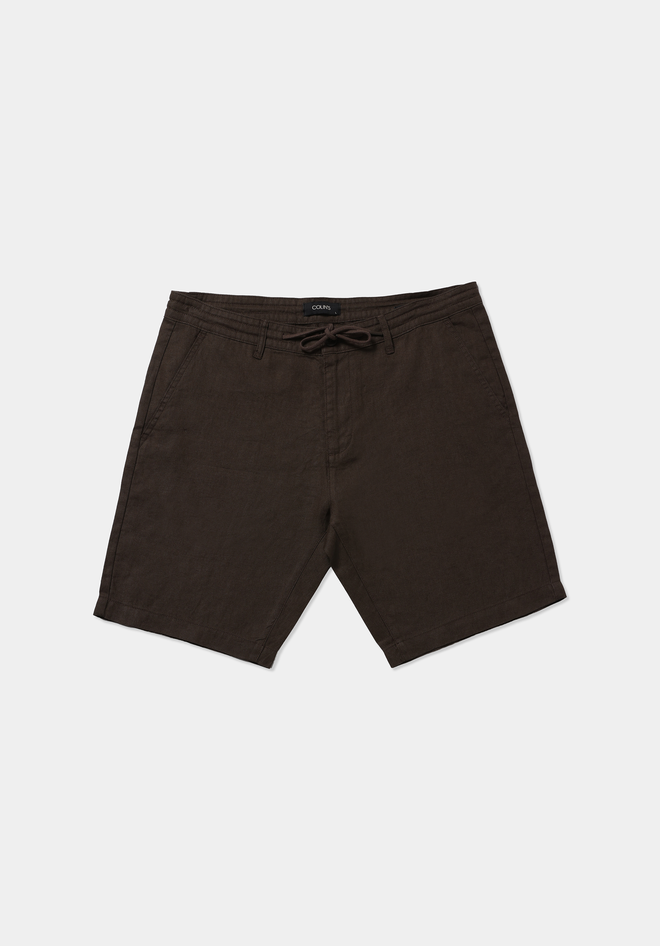 Regular Fit Orta Bel Düz Erkek Kahverengi Şort