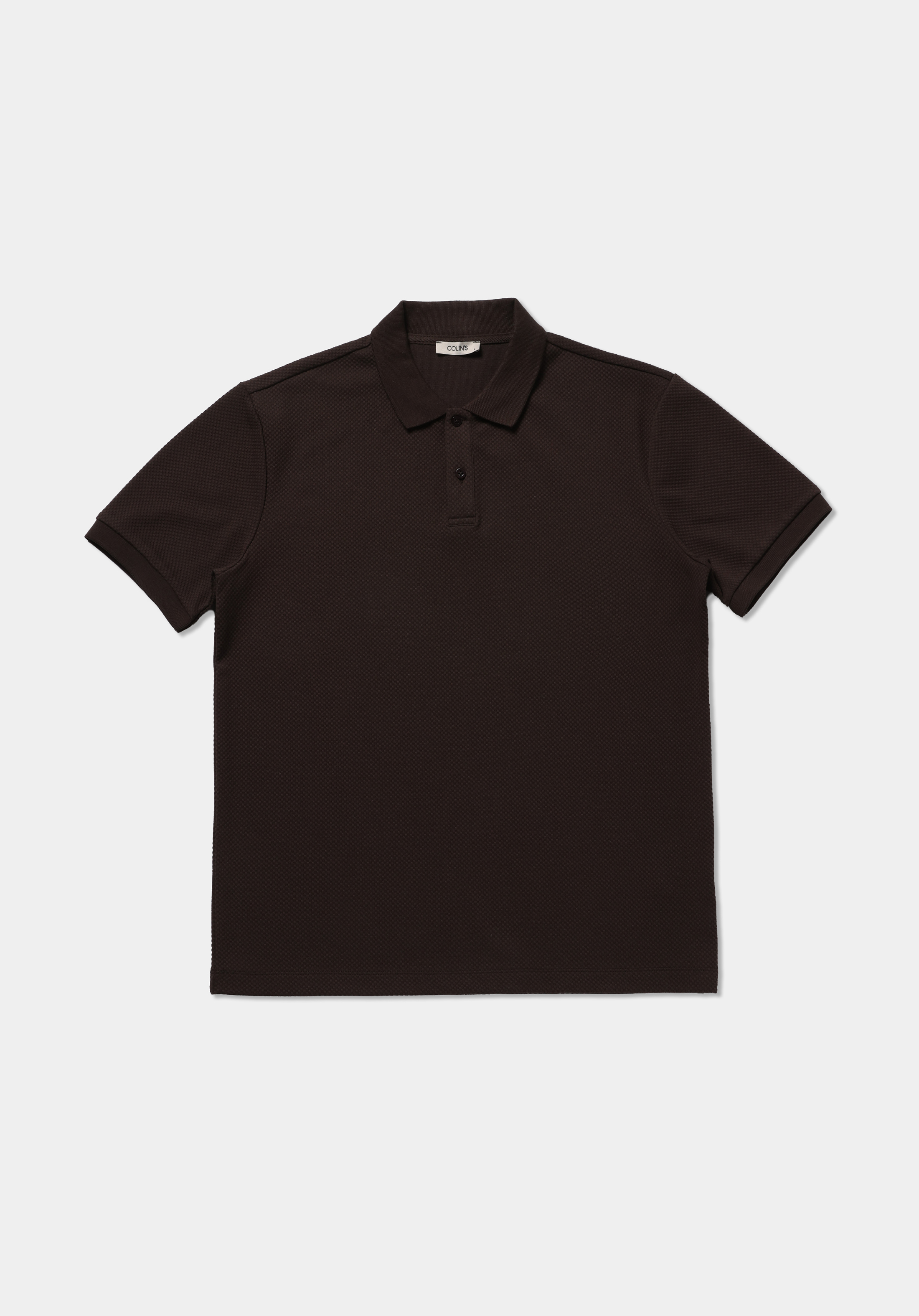 Regular Fit Polo Yaka Düz Erkek Kahverengi Kısa Kol Tişört