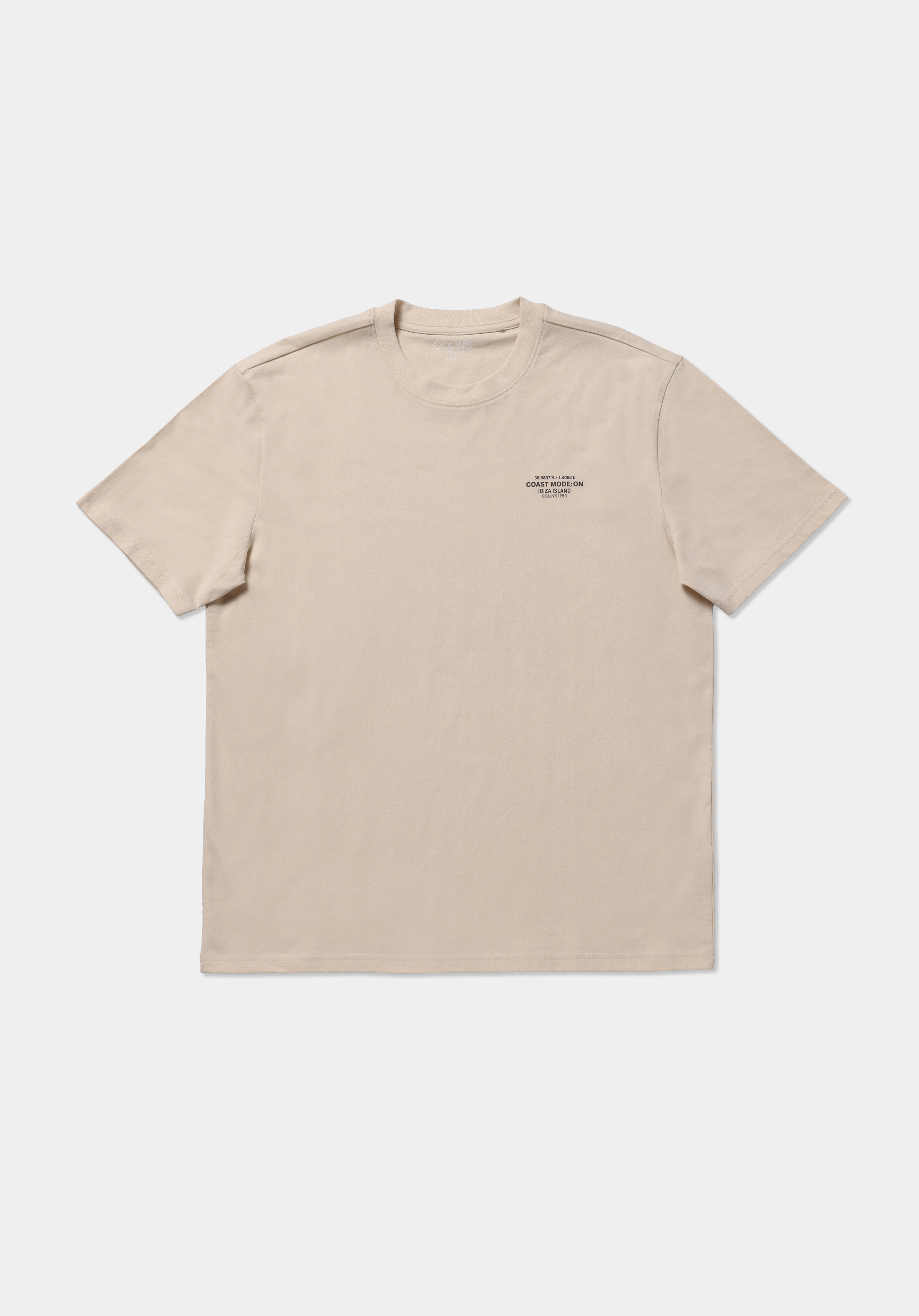 Comfort Fit Yuvarlak Yaka Düz Erkek Bej Kısa Kol Tişört