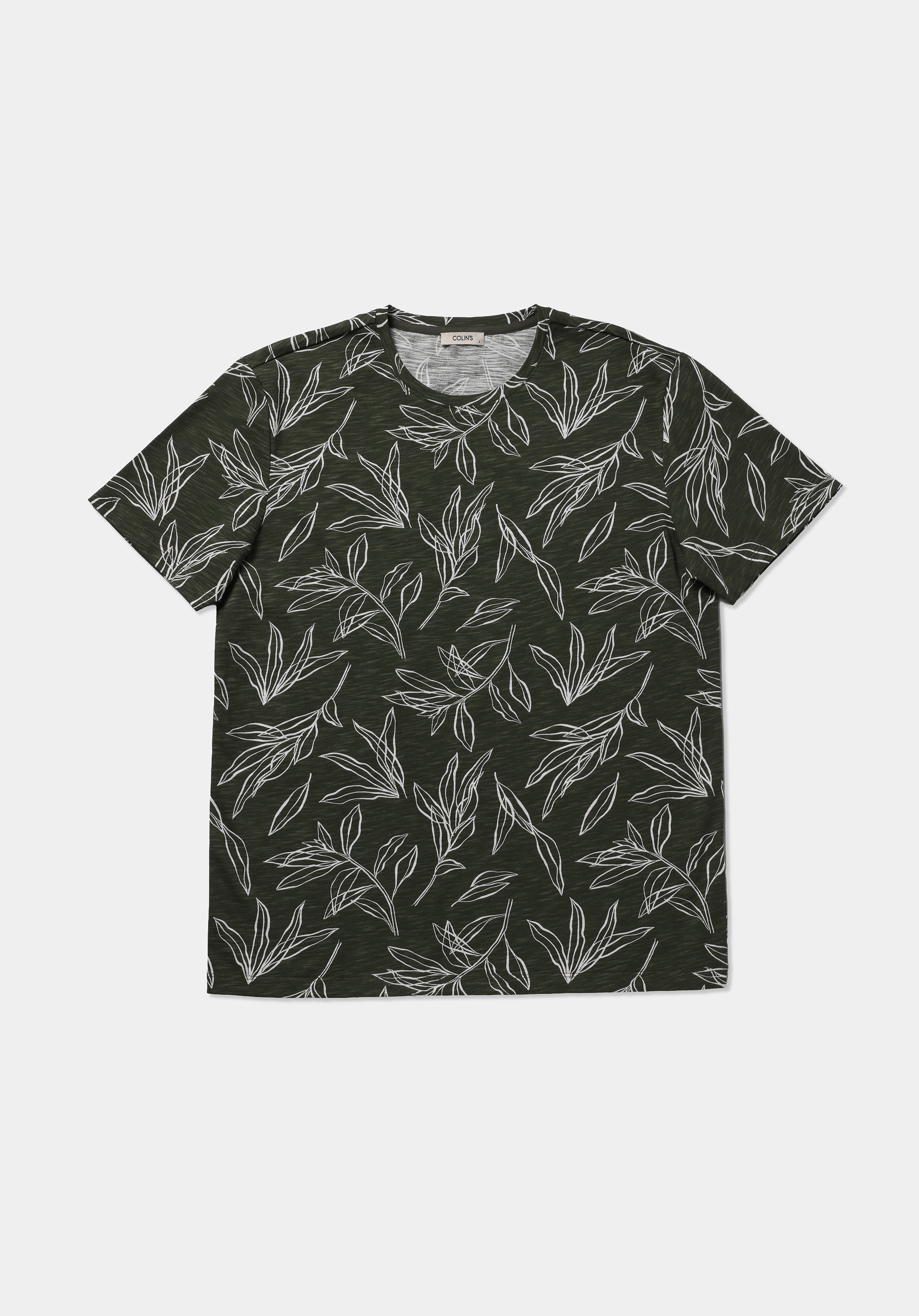 Regular Fit Yuvarlak Yaka Baskılı Erkek Yeşil Kısa Kol Tişört