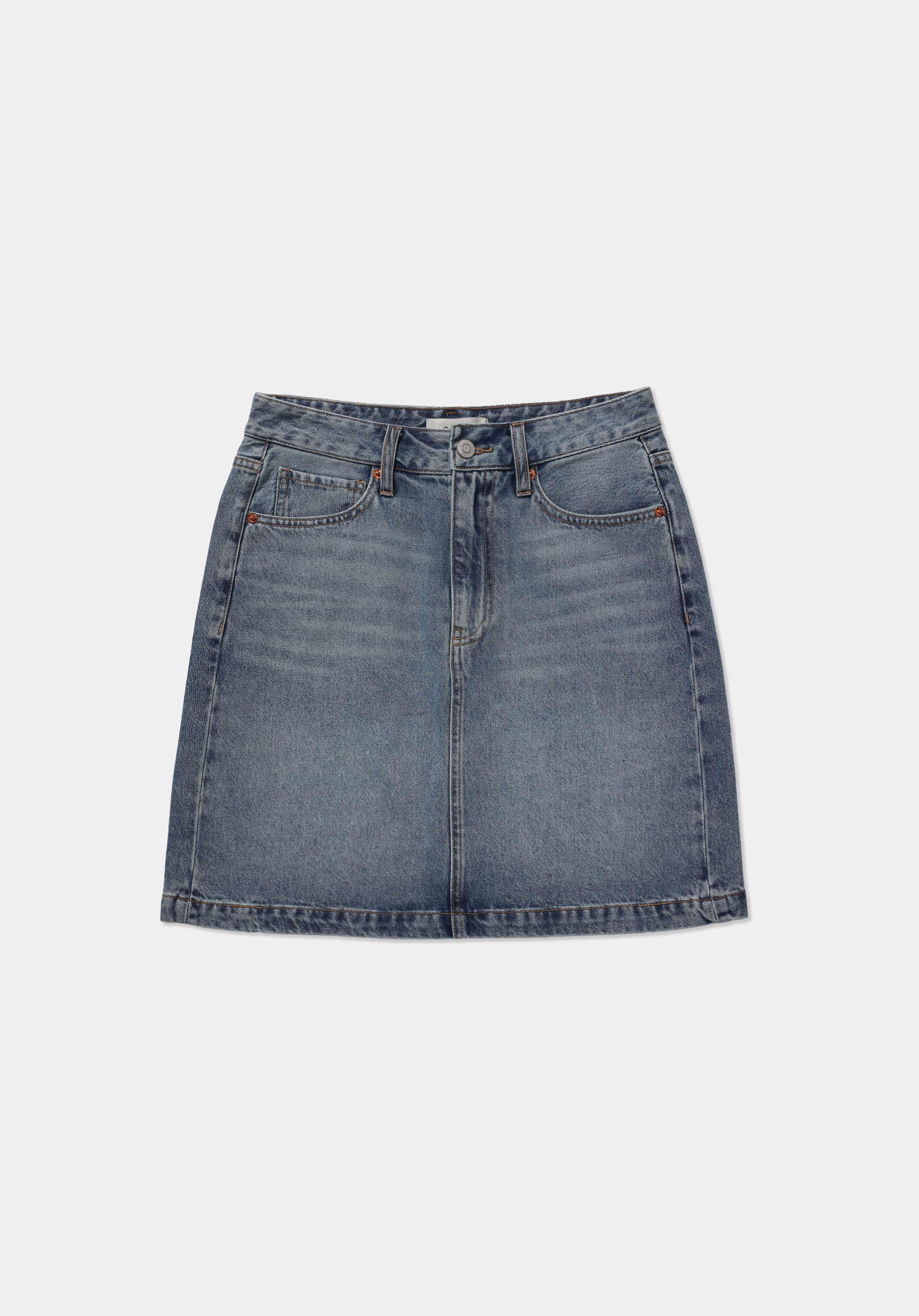 Slim Fit Düz Fermuarlı Kadın Light İndigo Denim Etek