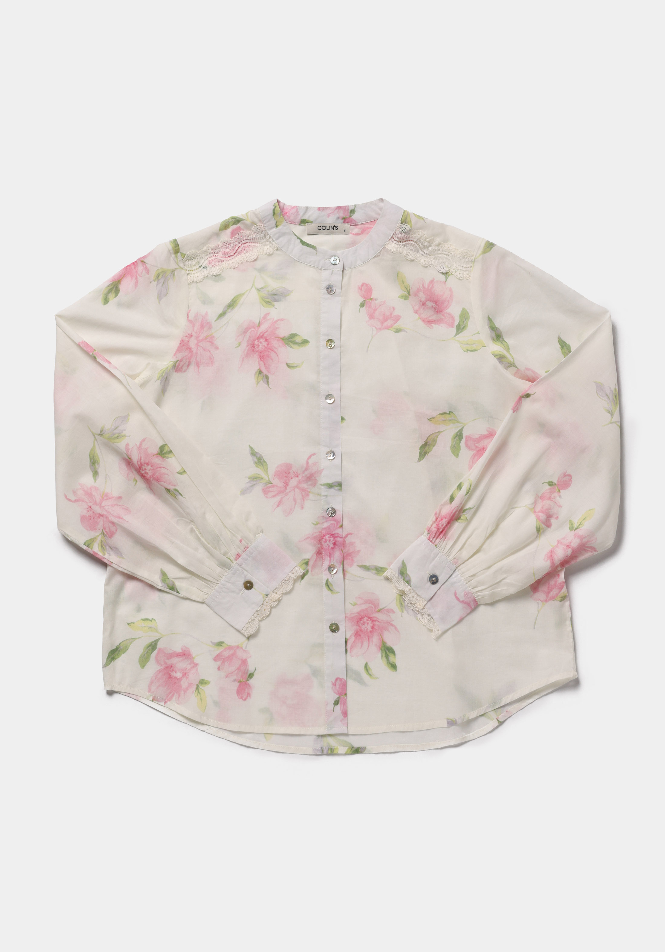 Fashion Fit Yuvarlak Yaka Metraj Baskılı Kadın Pembe Uzun Kol Gömlek