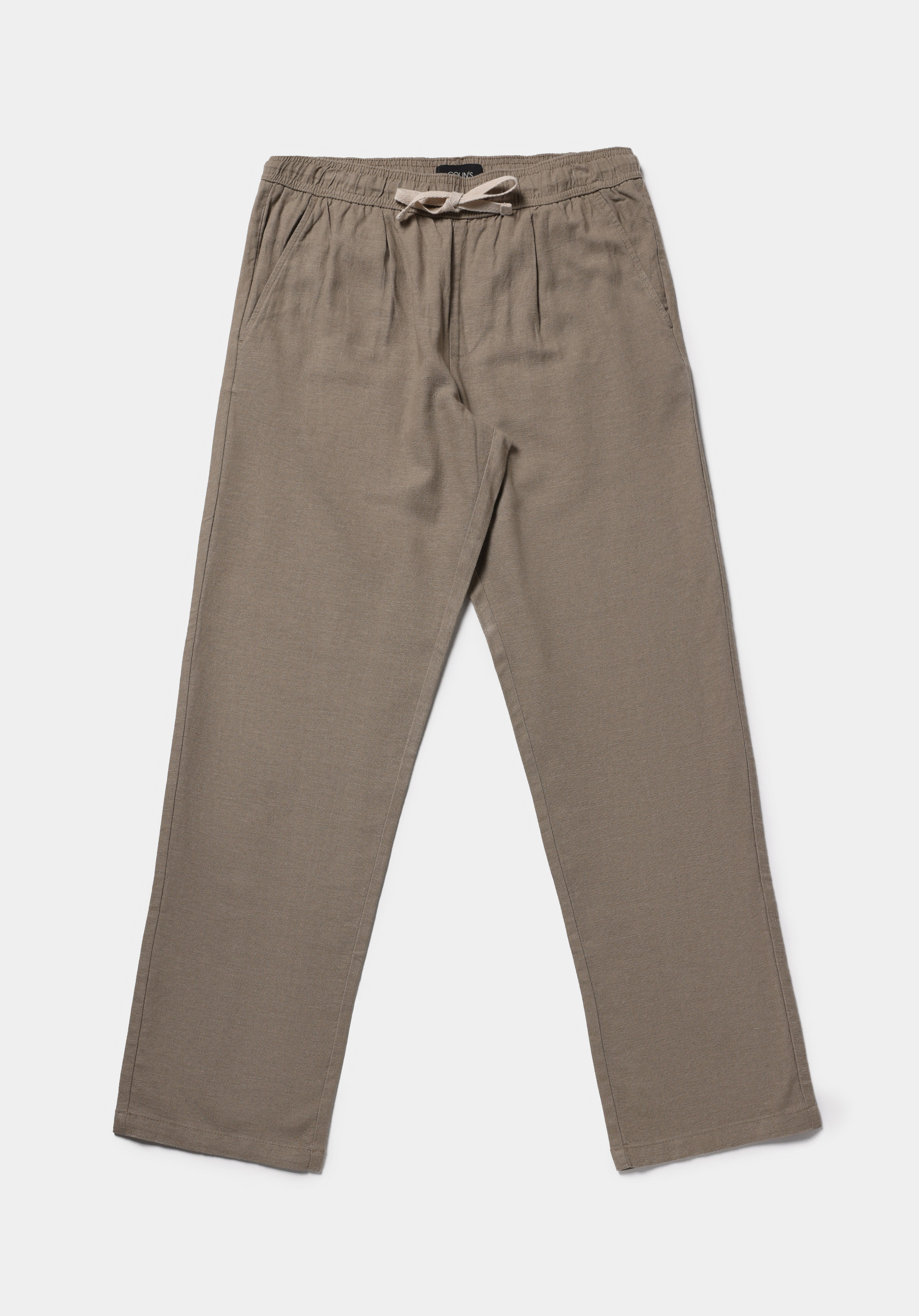 Regular Fit Orta Bel Düz Paça Erkek Bej  Pantolon