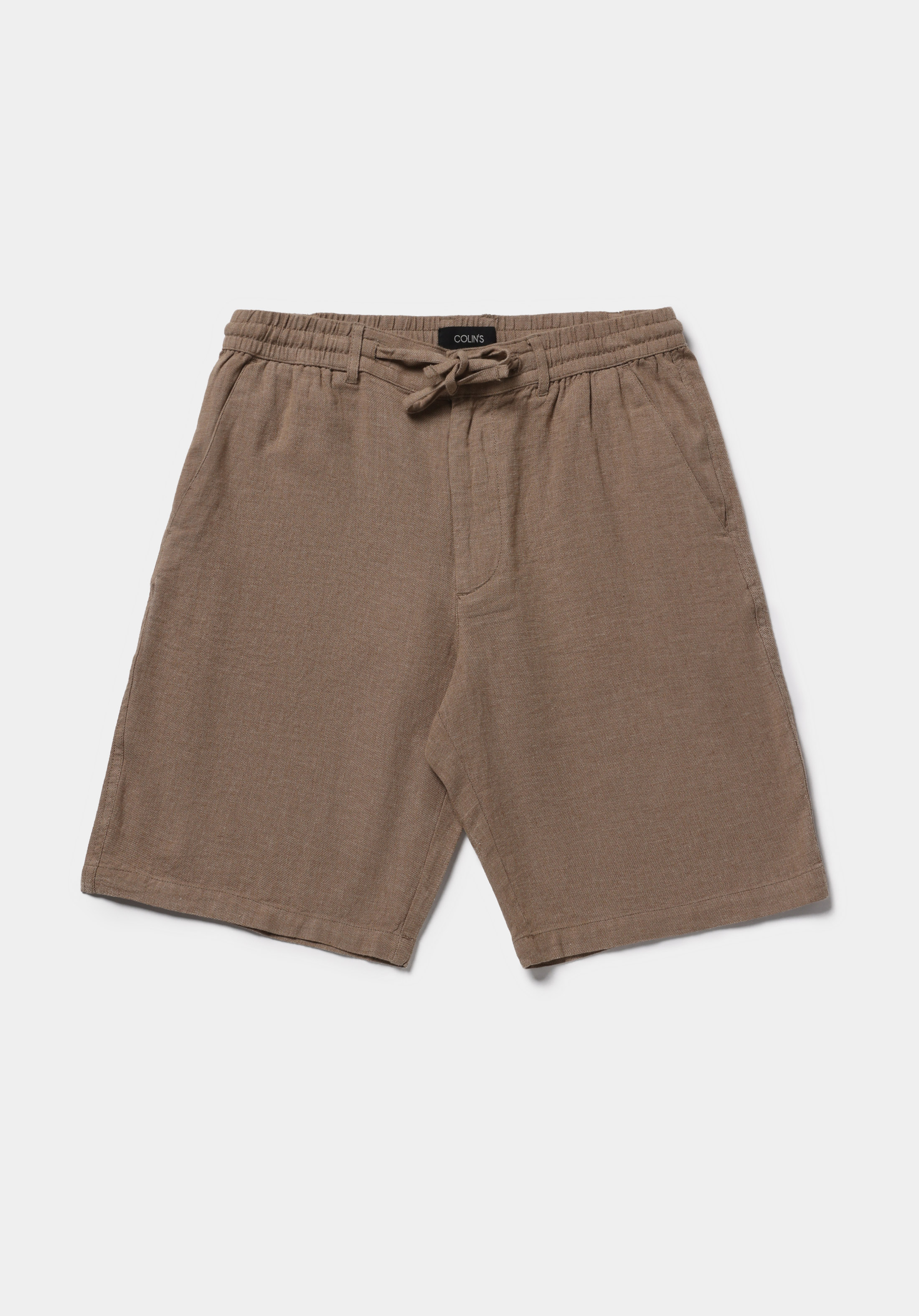 Regular Fit Orta Bel Düz Erkek Kahverengi Şort