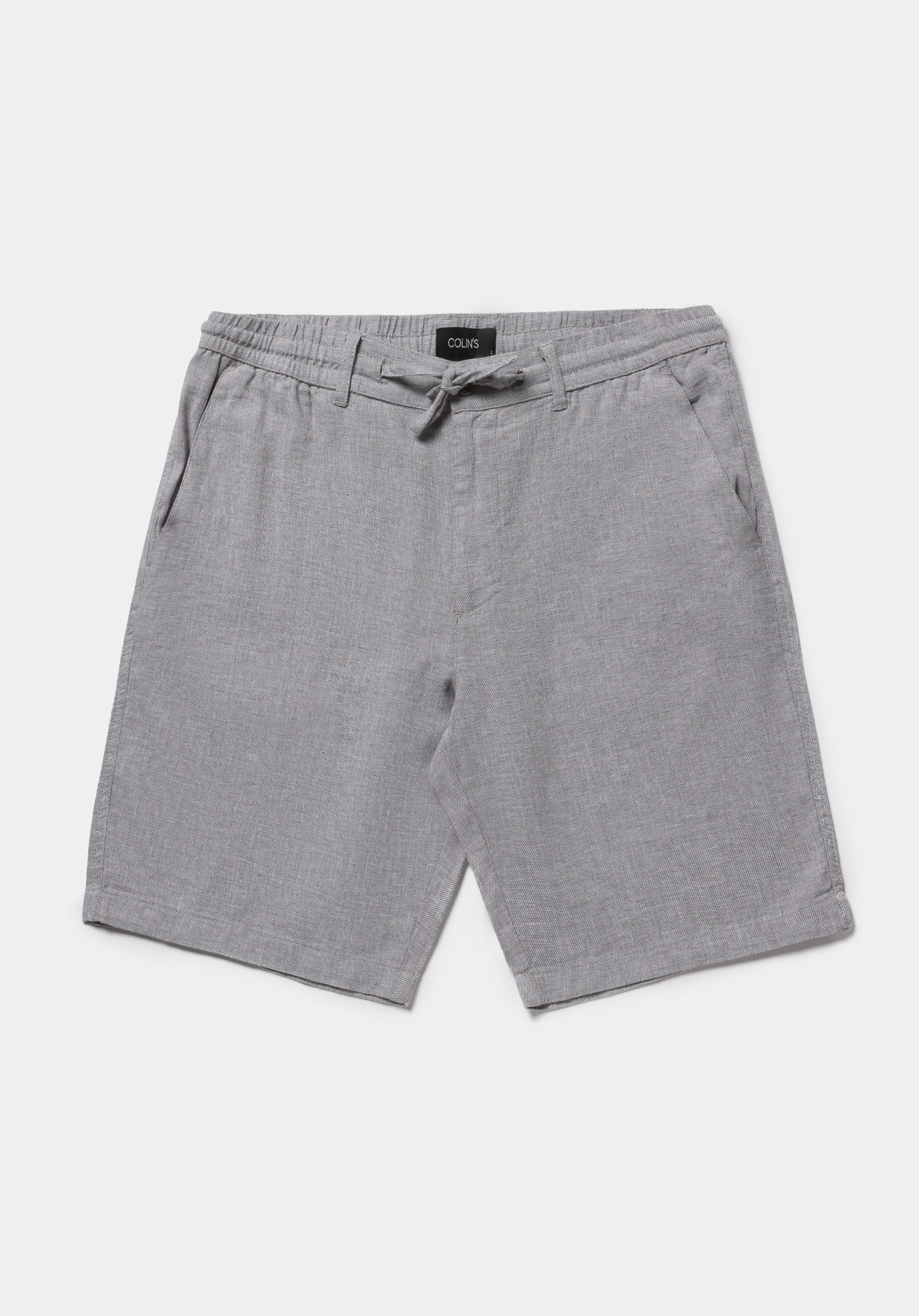 Regular Fit Orta Bel Düz Erkek Gri Şort