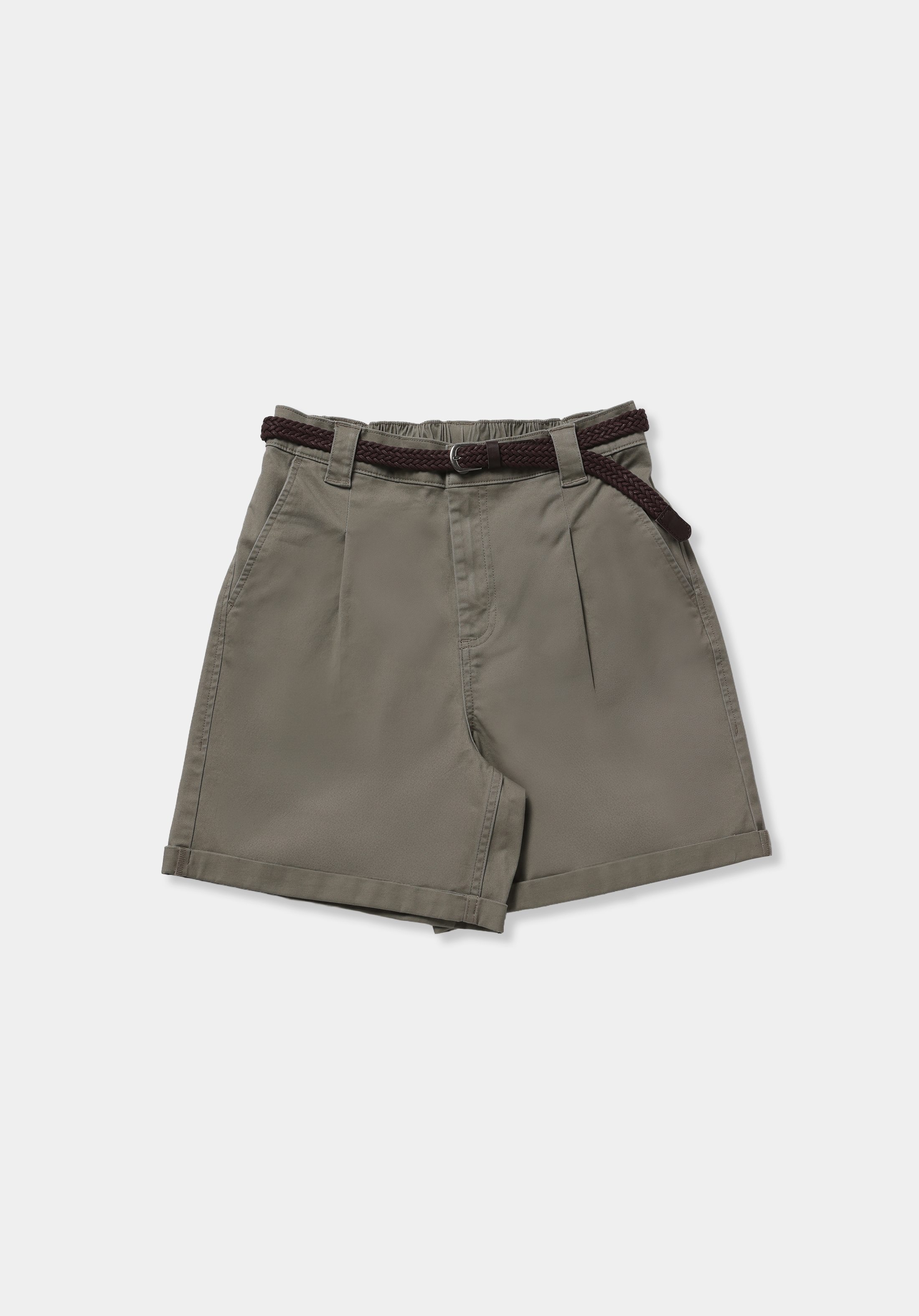 Slim Fit Yüksel Bel Düz Kadın Yeşil Şort