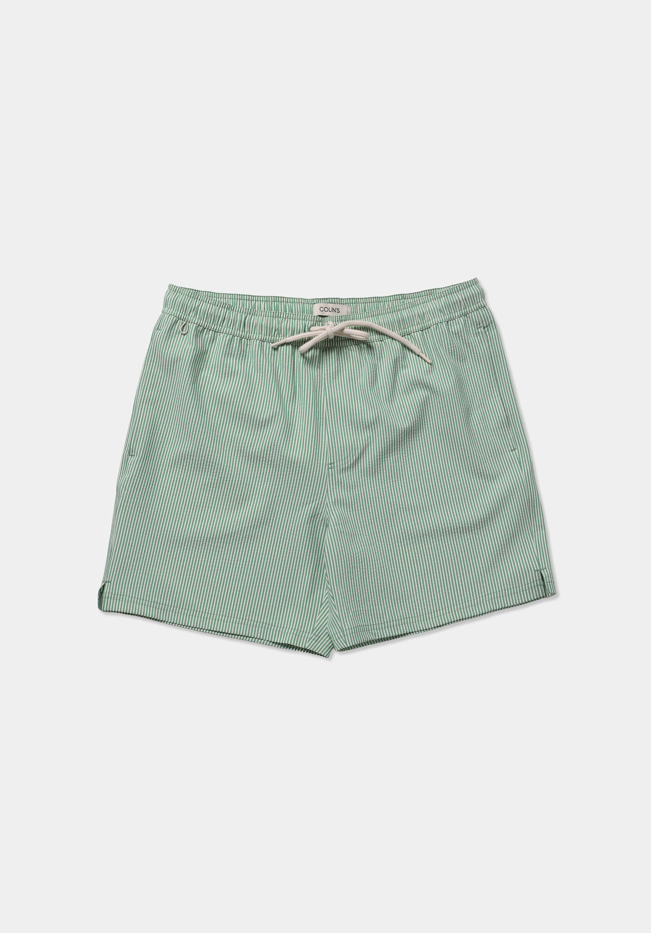 Slim Fit Çizgili Erkek Yeşil Deniz Şortu