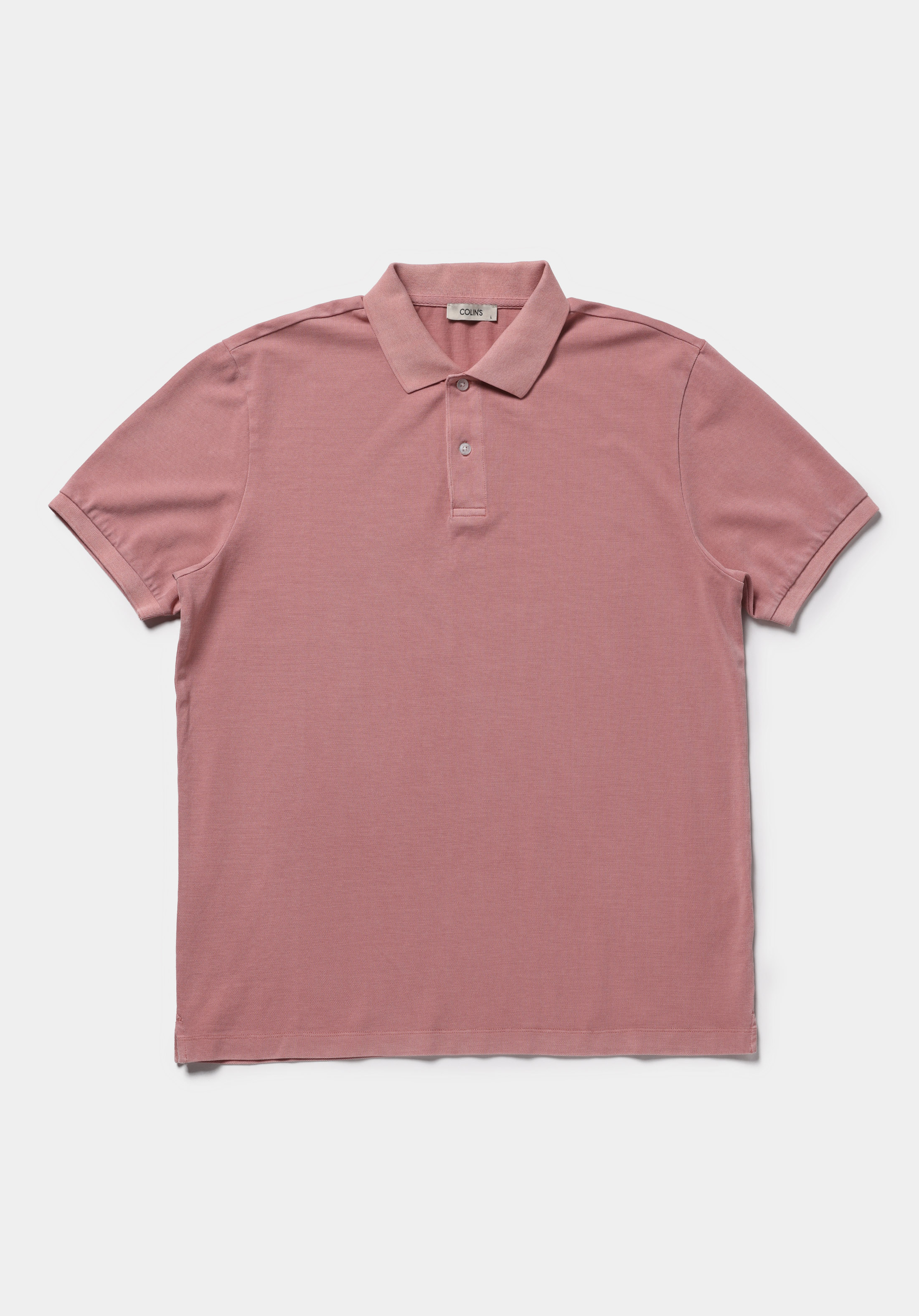 Regular Fit Polo Yaka Düz Erkek Pembe Kısa Kol Tişört