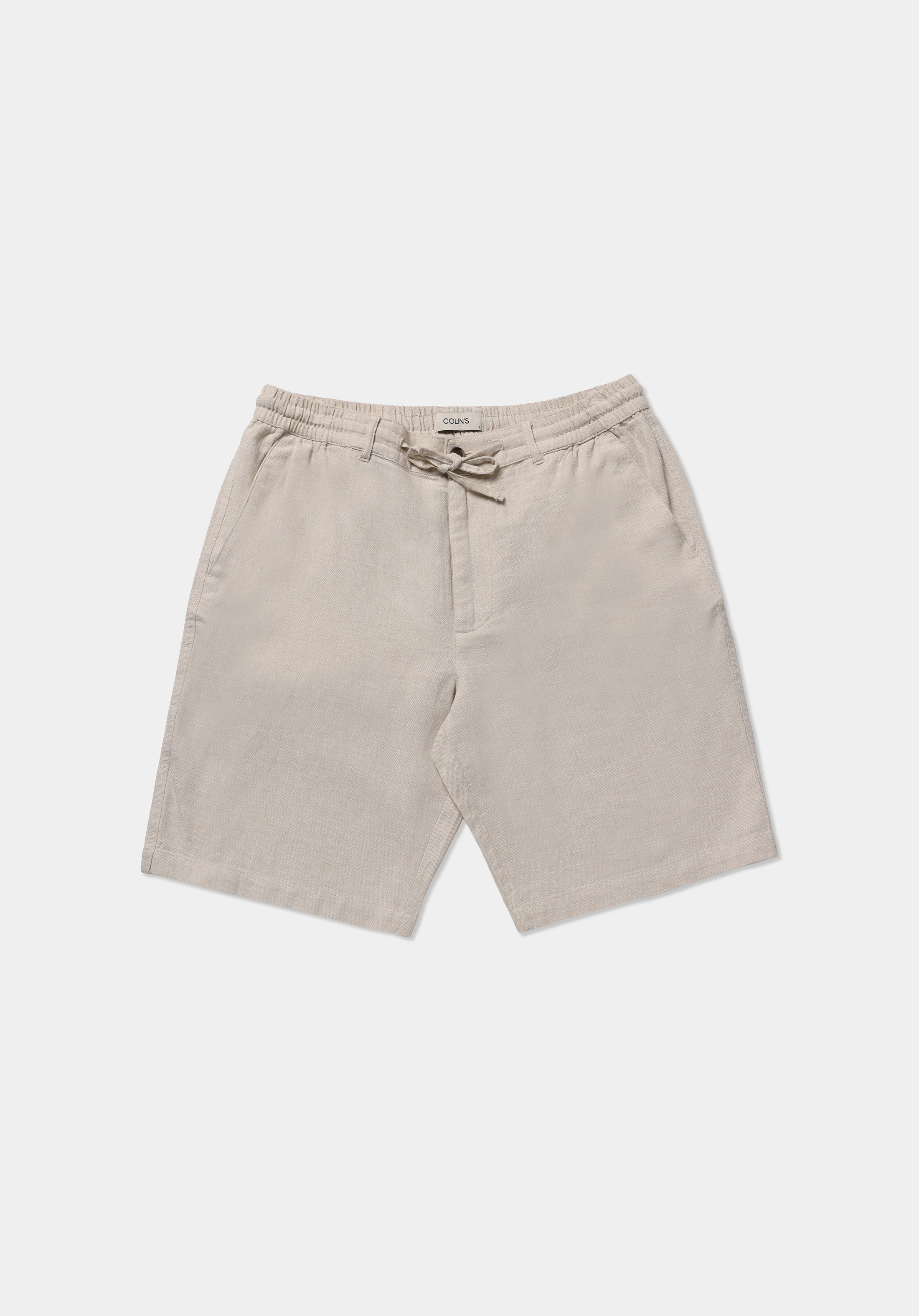 Regular Fit Orta Bel Düz Erkek Bej Şort