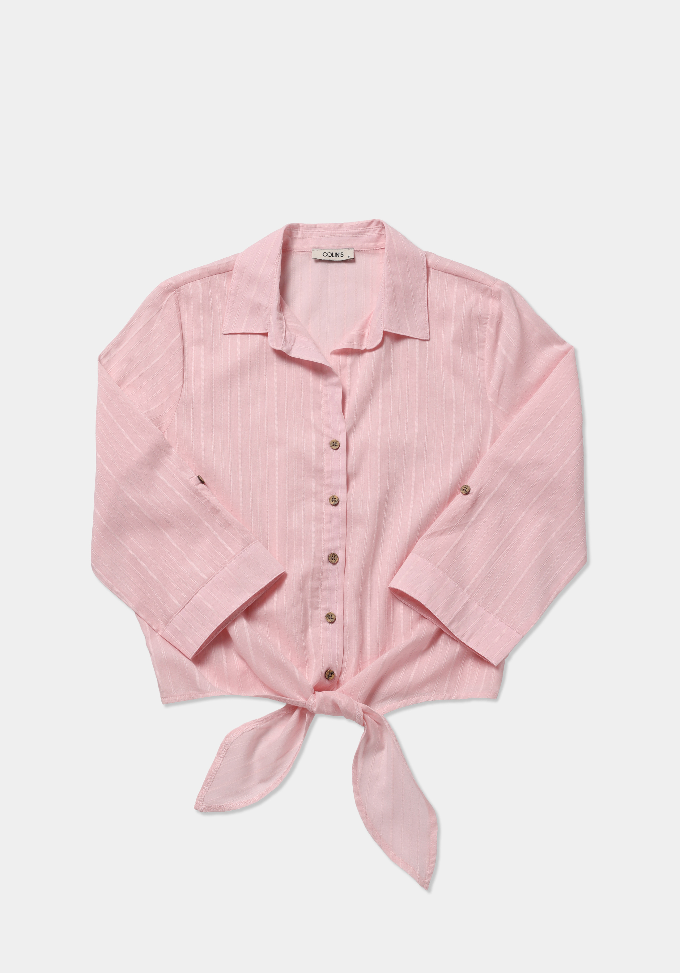 Fashion Fit Shirt Neck Düz Kadın Turuncu Roll-up Gömlek