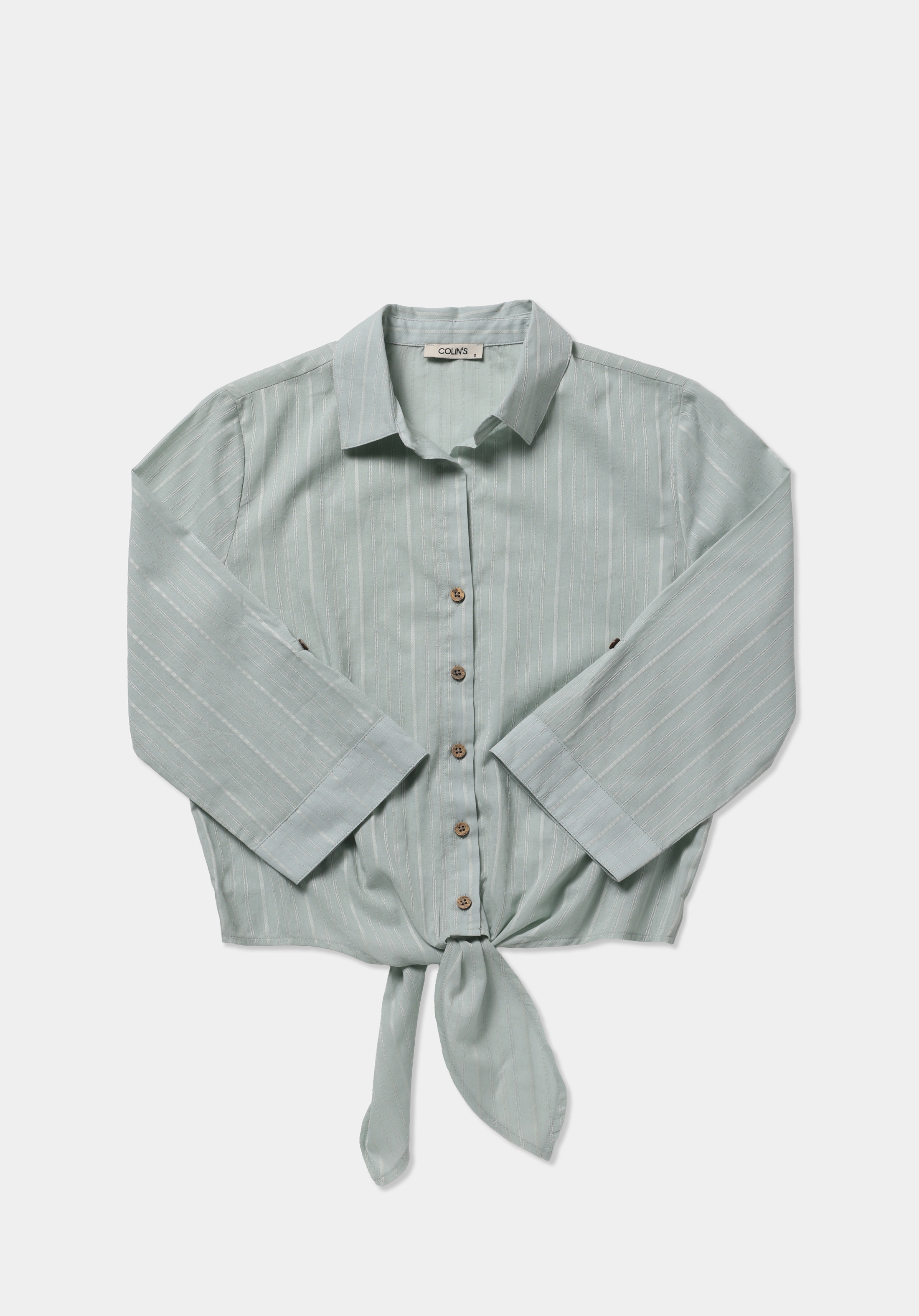 Fashion Fit Shirt Neck Düz Kadın Yeşil Roll-up Gömlek