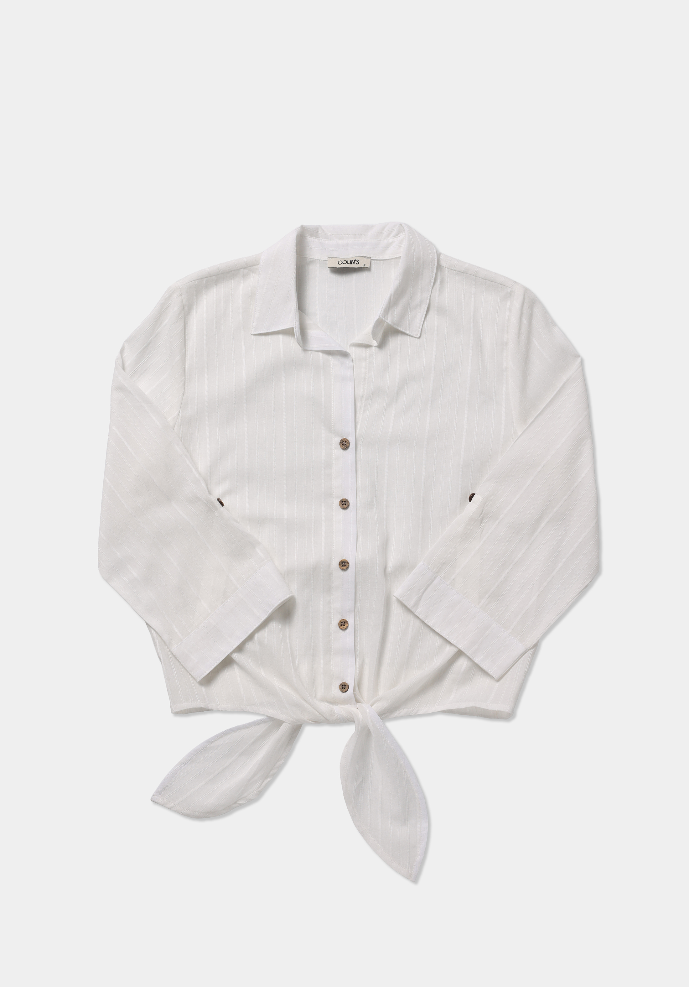 Fashion Fit Shirt Neck Düz Kadın Beyaz Roll-up Gömlek